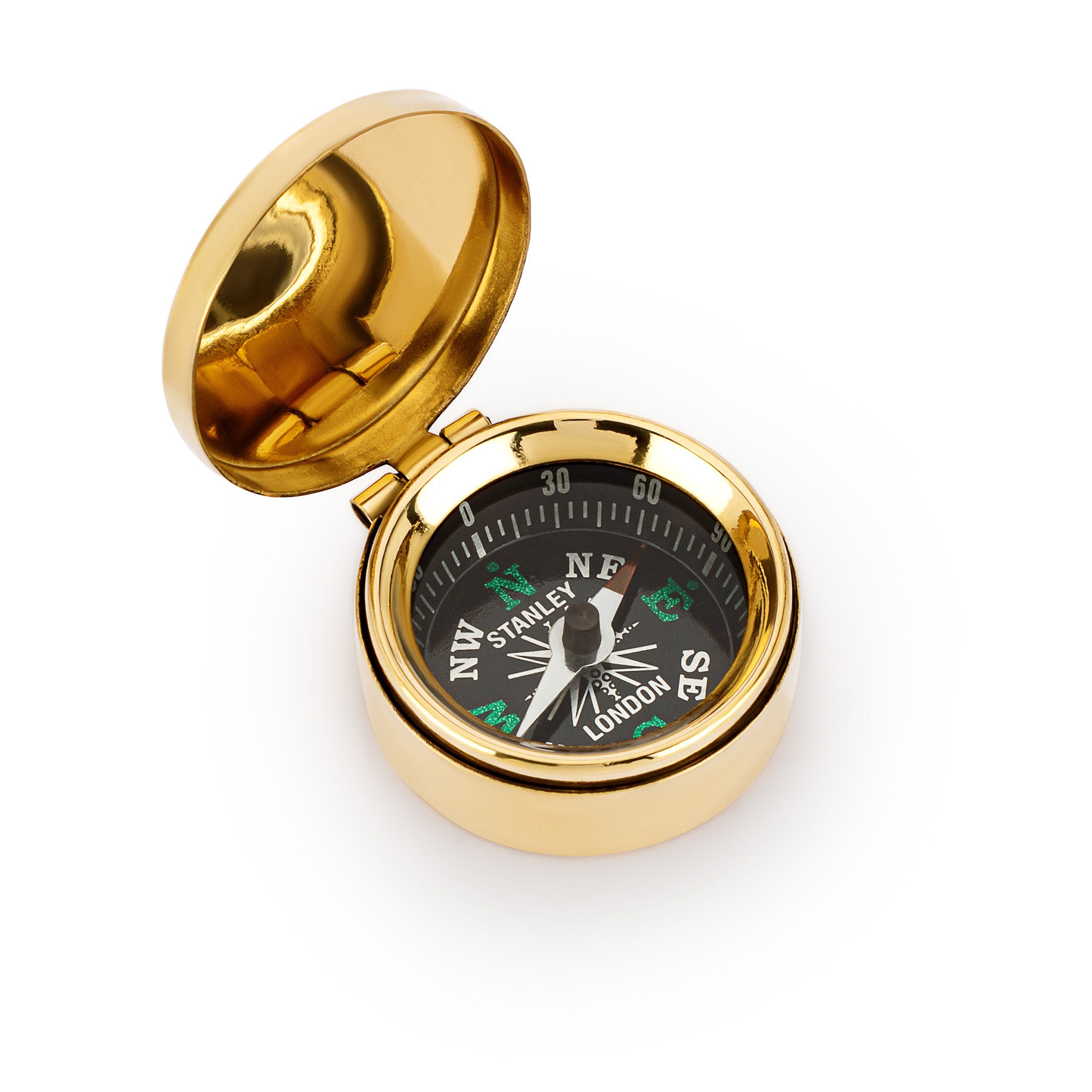Dekofigur Maritim Kleiner Kompass 3,5cm mit Deckel aus Messing gold Taschenkompa