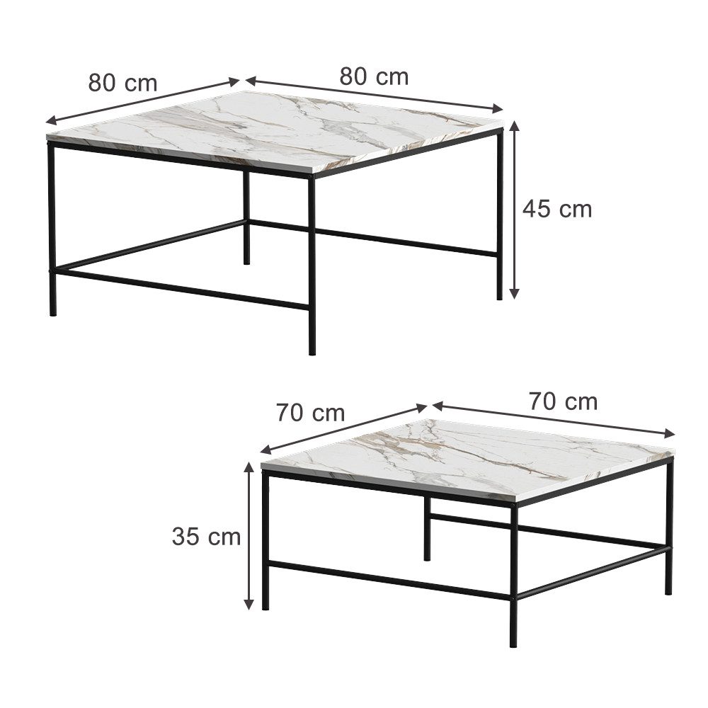 Vicco Couchtisch Ramio, Weiß/Schwarz, 80 x günstig online kaufen