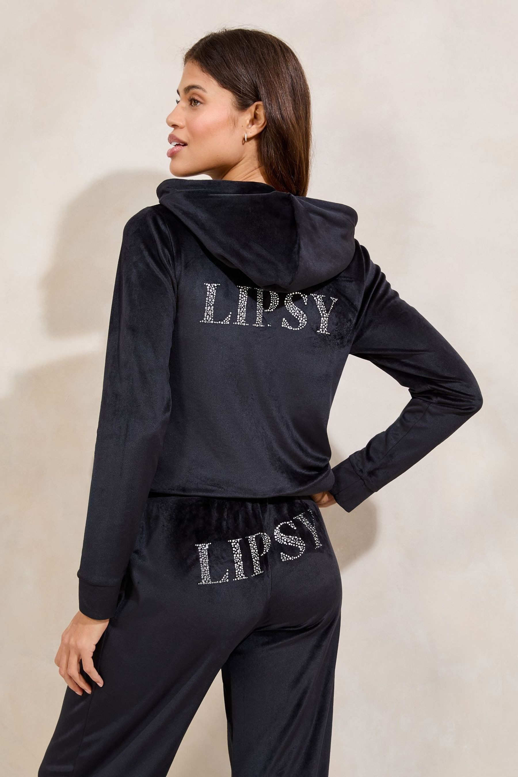 LIPSY Kapuzenpullover Lipsy Kapuzenjacke mit RV und Stickerei (1-tlg)