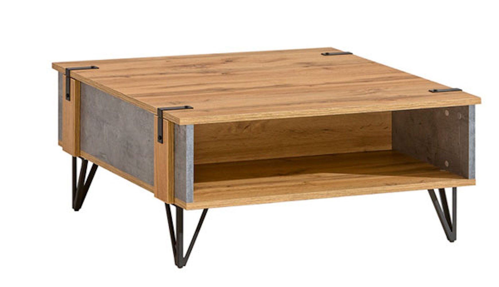 Feldmann-Wohnen Couchtisch Milenium (1-St), 80x80cm Wotan Eiche Beton Millenium