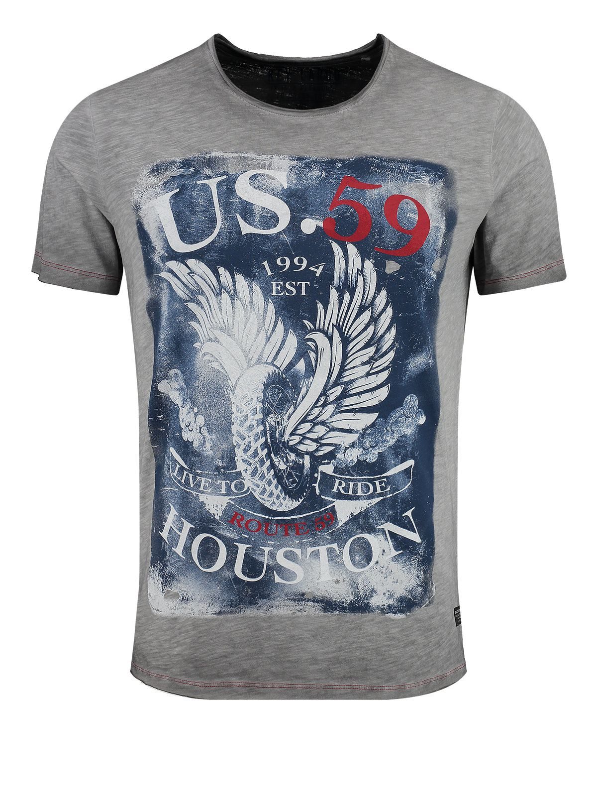 Key Largo T-Shirt T-Shirt Houston USA Biker Print Motiv vintage Look MT00543 Rundhalsauschnitt bedruckt kurzarm slim fit