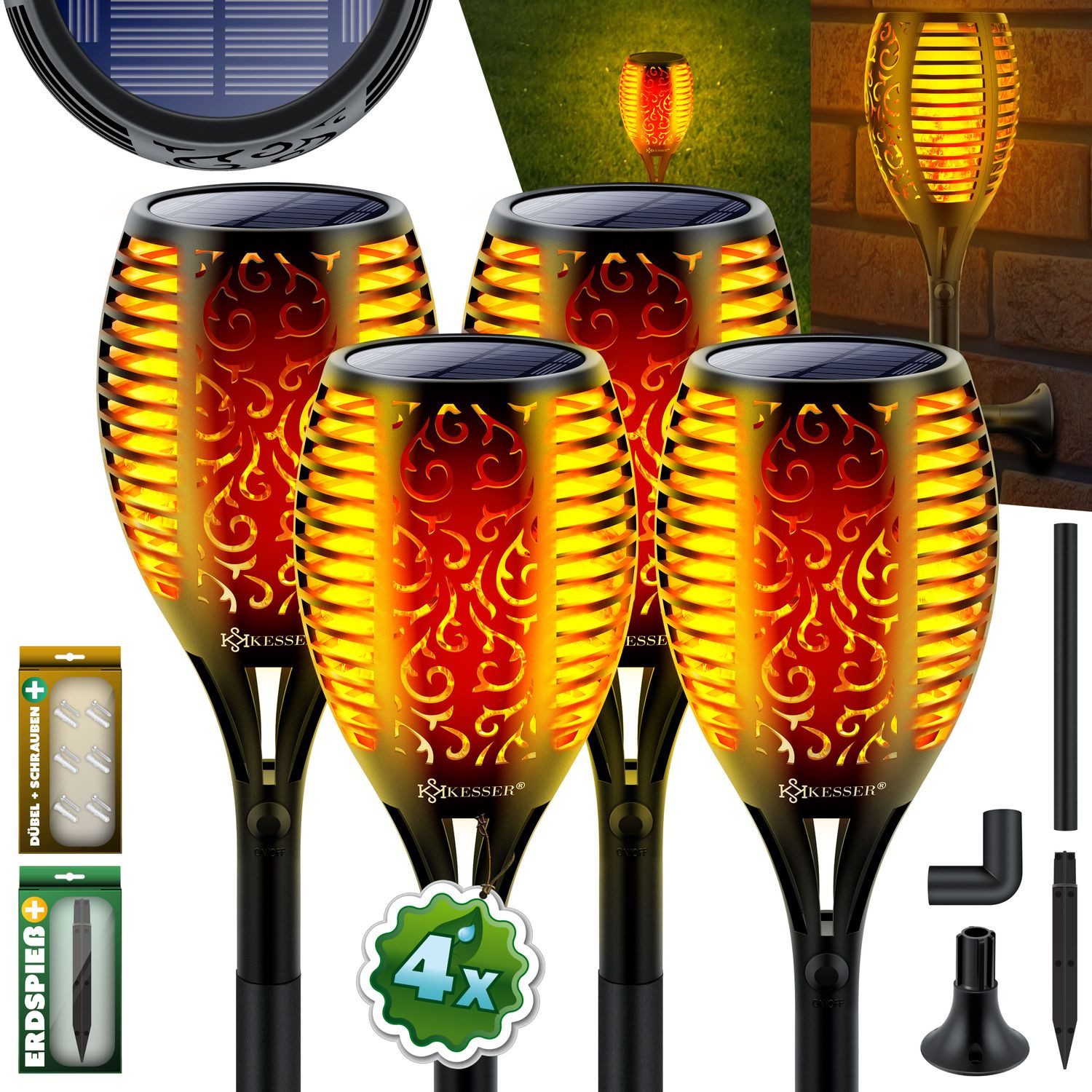 KESSER LED Gartenleuchte, Gartenfackel Solar Set günstig online kaufen