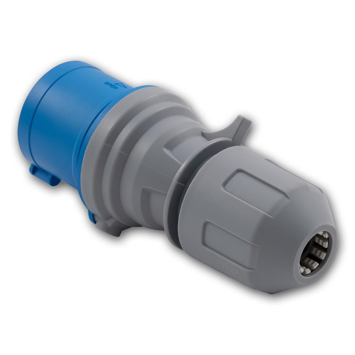 McPower CEE-Kupplung CEE Stecker, 16A/250V, IP44, blau/grau, 3-polig