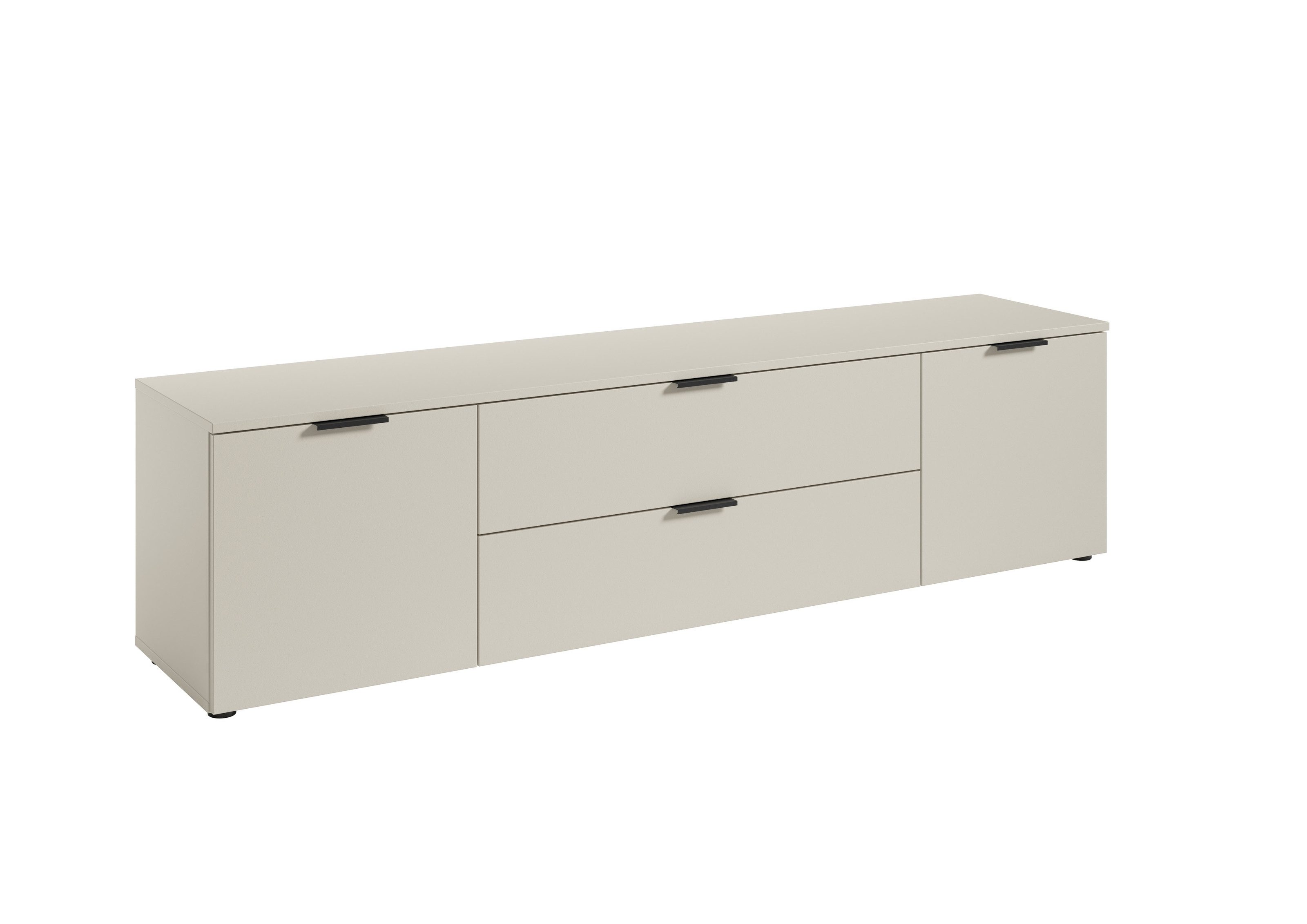 PREISBRECHER Lowboard Linz, 2 Türen, 2 Schübe, in Kaschmir - 180x47x40cm (BxHxT)