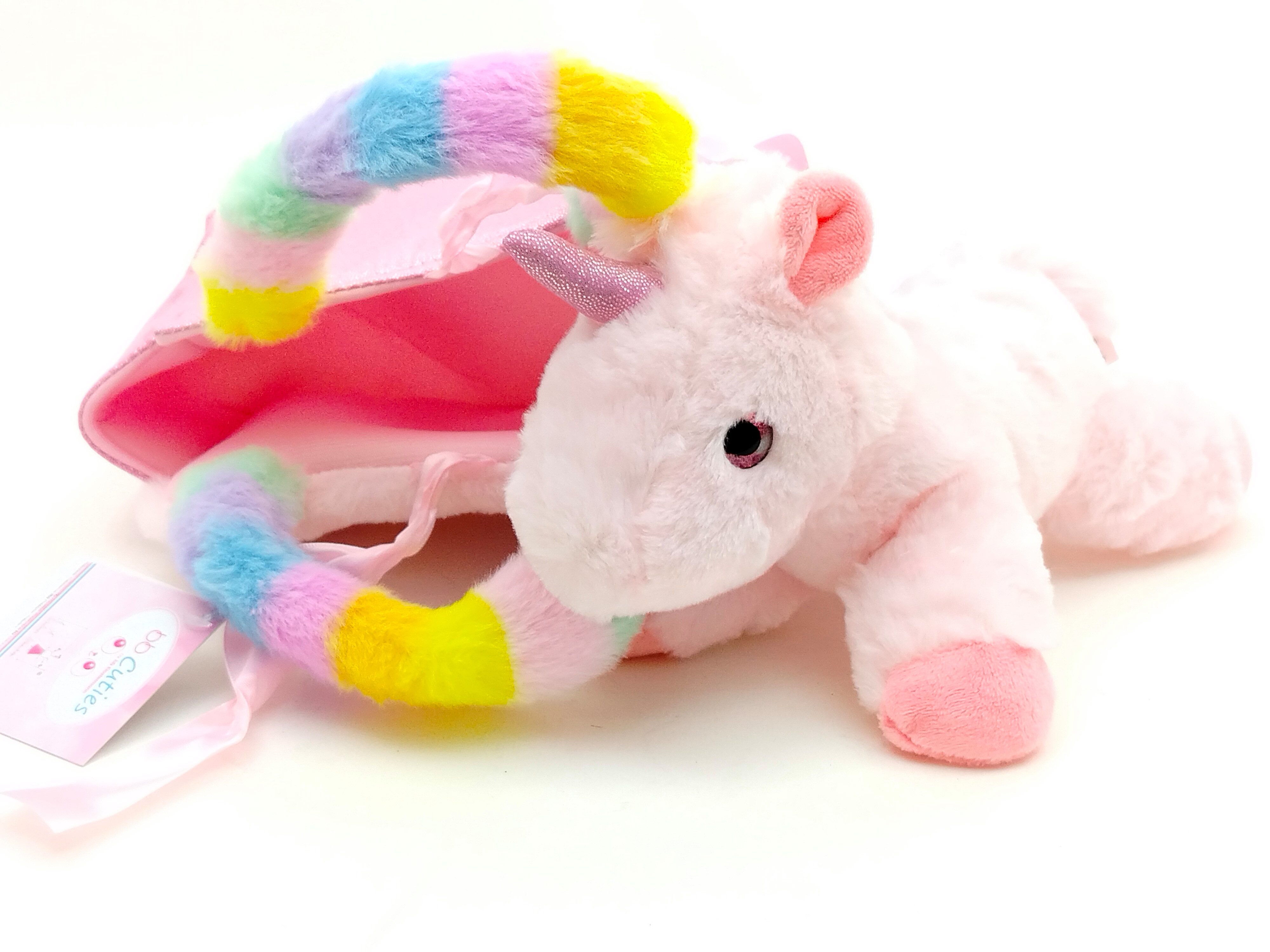 bb Klostermann Kindergartentasche Rosa/bunte Plüschtasche „Magic“ mit rosa Plüsch-Einhorn