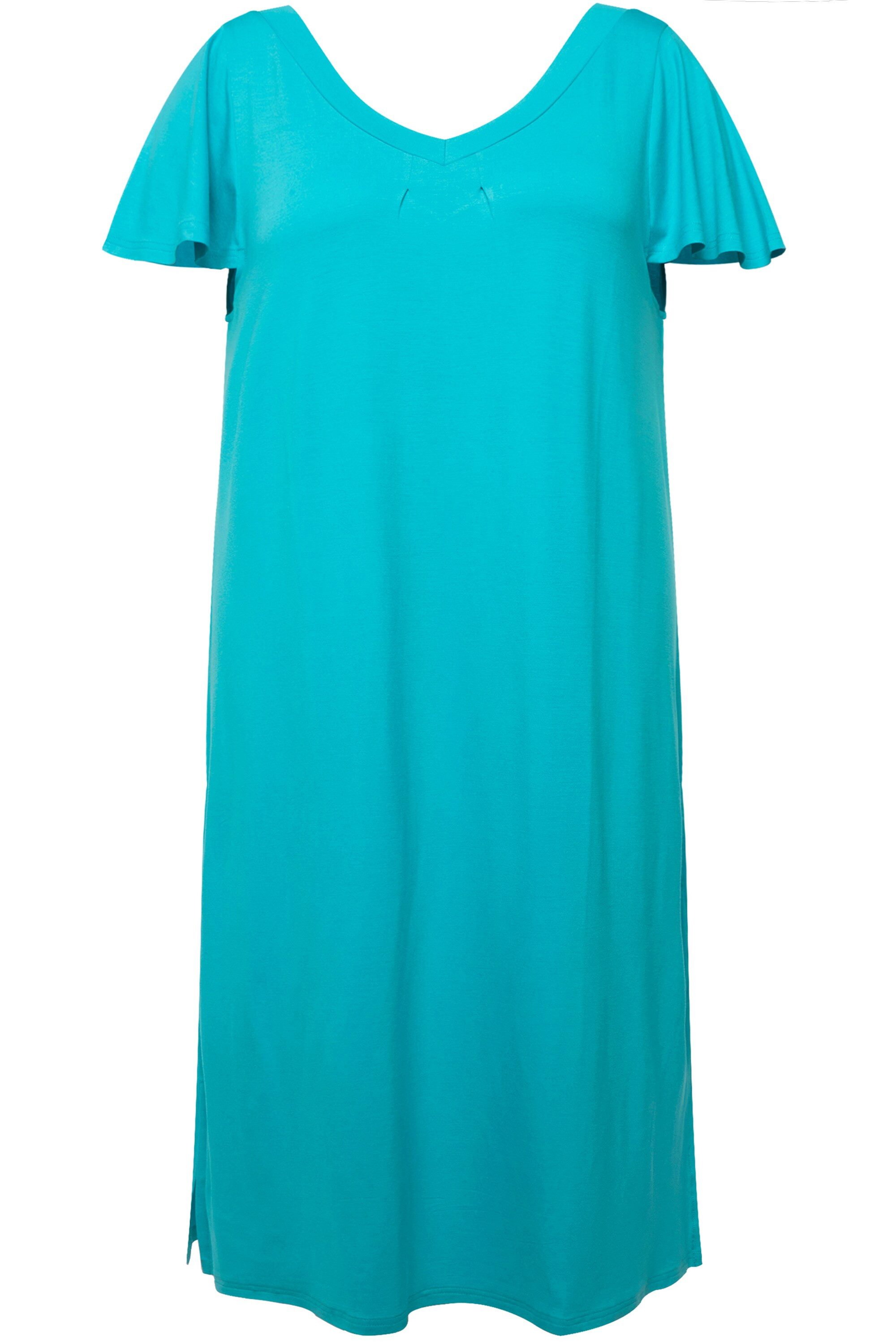 Ulla Popken Maxikleid Jersey-Midikleid A-Linie V-Ausschnitt günstig online kaufen