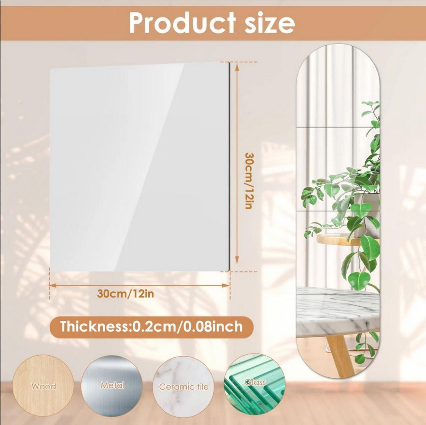 Coonoor Wandspiegel 4 Stück Ganzkörperspiegel für Wände,Wandmontage, Rahmen günstig online kaufen