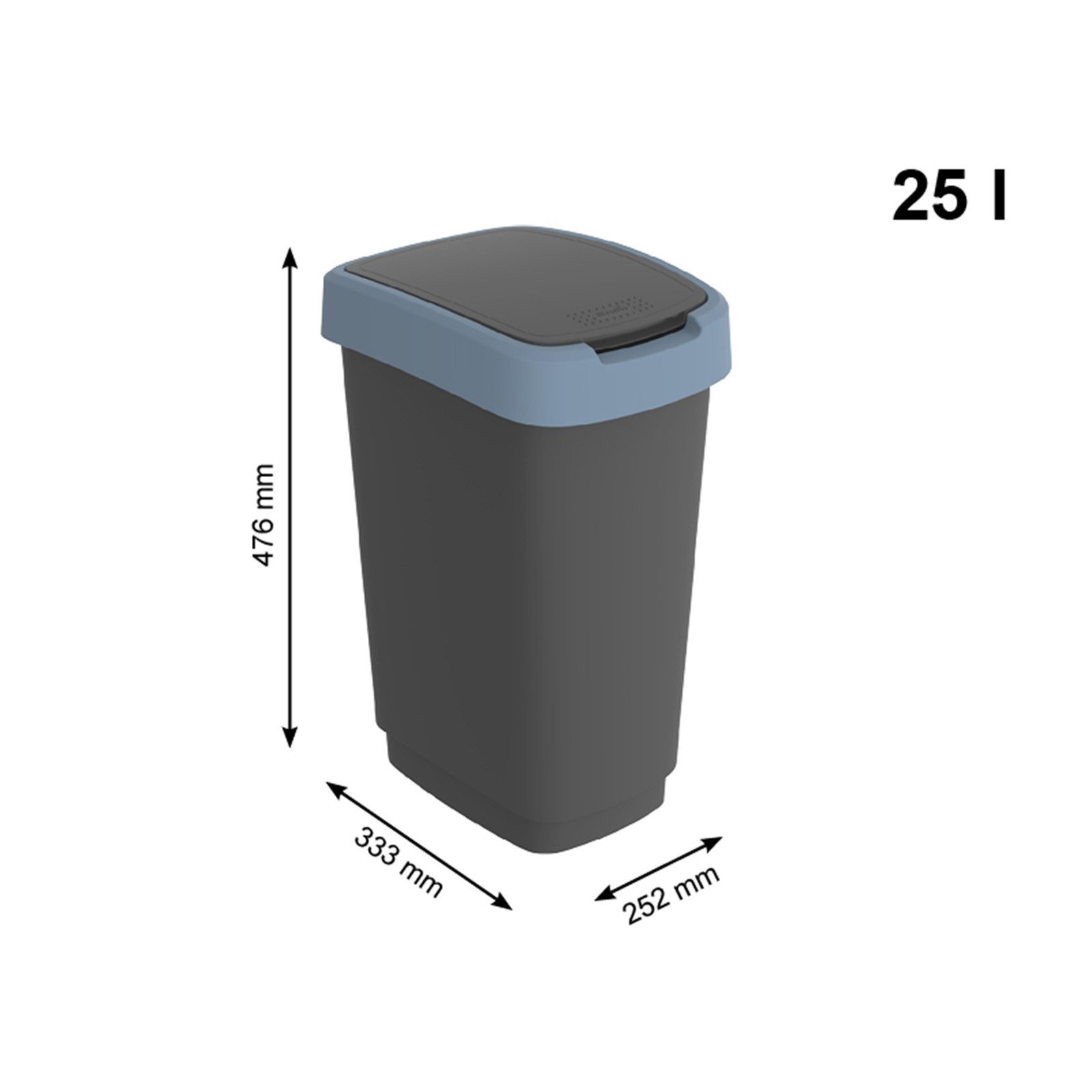 ROTHO Mülleimer TWIST 2er-Set Abfalleimer 25l - 2-in-1 Deckel - ideale Mülltrennung, ideal für Mülltrennung & Recycling
