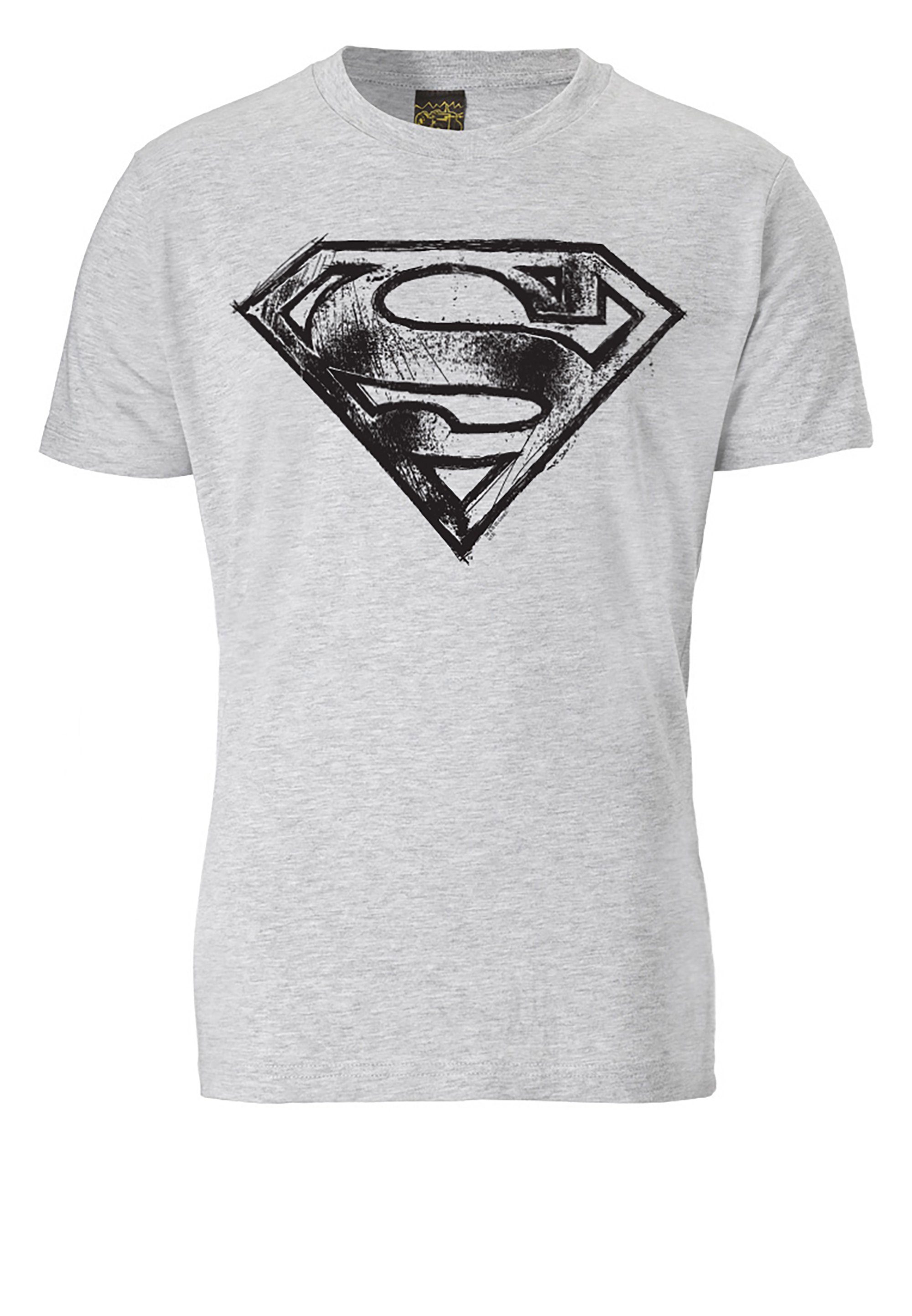 Superhelden-Print T-Shirt LOGOSHIRT Superman Logo Scribble mit trendigem