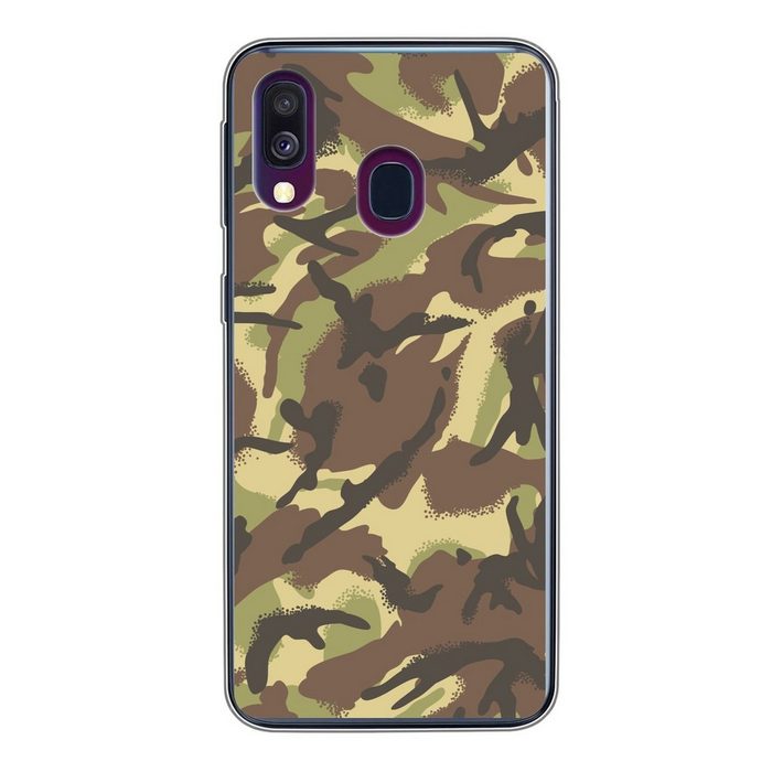 MuchoWow Handyhülle Camouflage-Muster in natürlichen Farben Handyhülle Samsung Galaxy A40 Smartphone-Bumper Print Handy