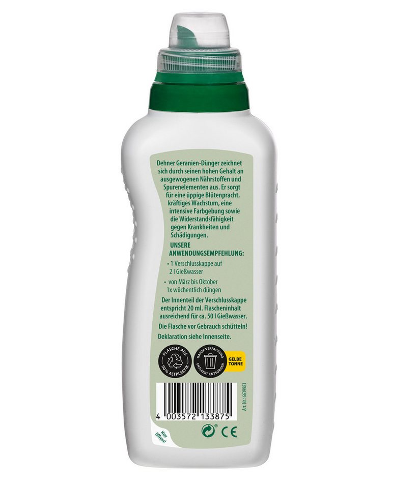 Thumbnail - Dehner Blumendünger Geraniendünger, hochwertiger NPK-Dünger, 500 ml, ca. 50 l, Flüssigdünger, organisch mit Spurennährst...