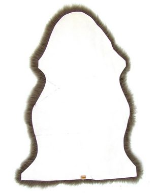 Fellteppich Natur Lammfell beigebraun Gerbung mit Alaun mit Naht ca 95 cm, Chamier Lammfellprodukte