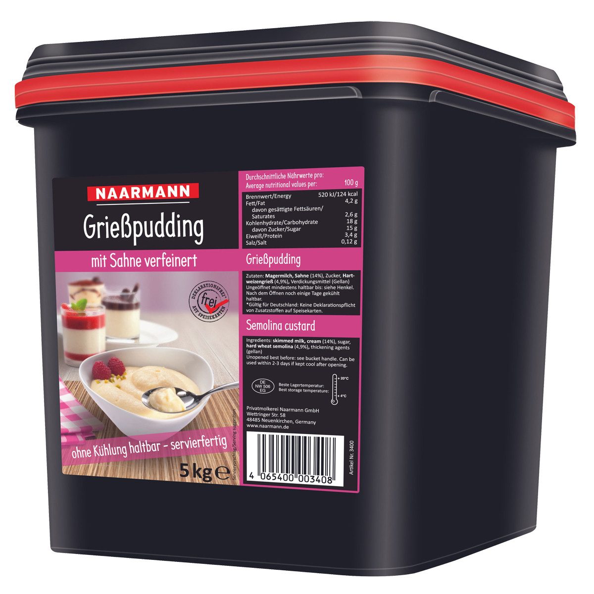 NAARMANN Süßigkeit, Naarmann Grießpudding mit Sahne verfeinert körnig cremig 5000g