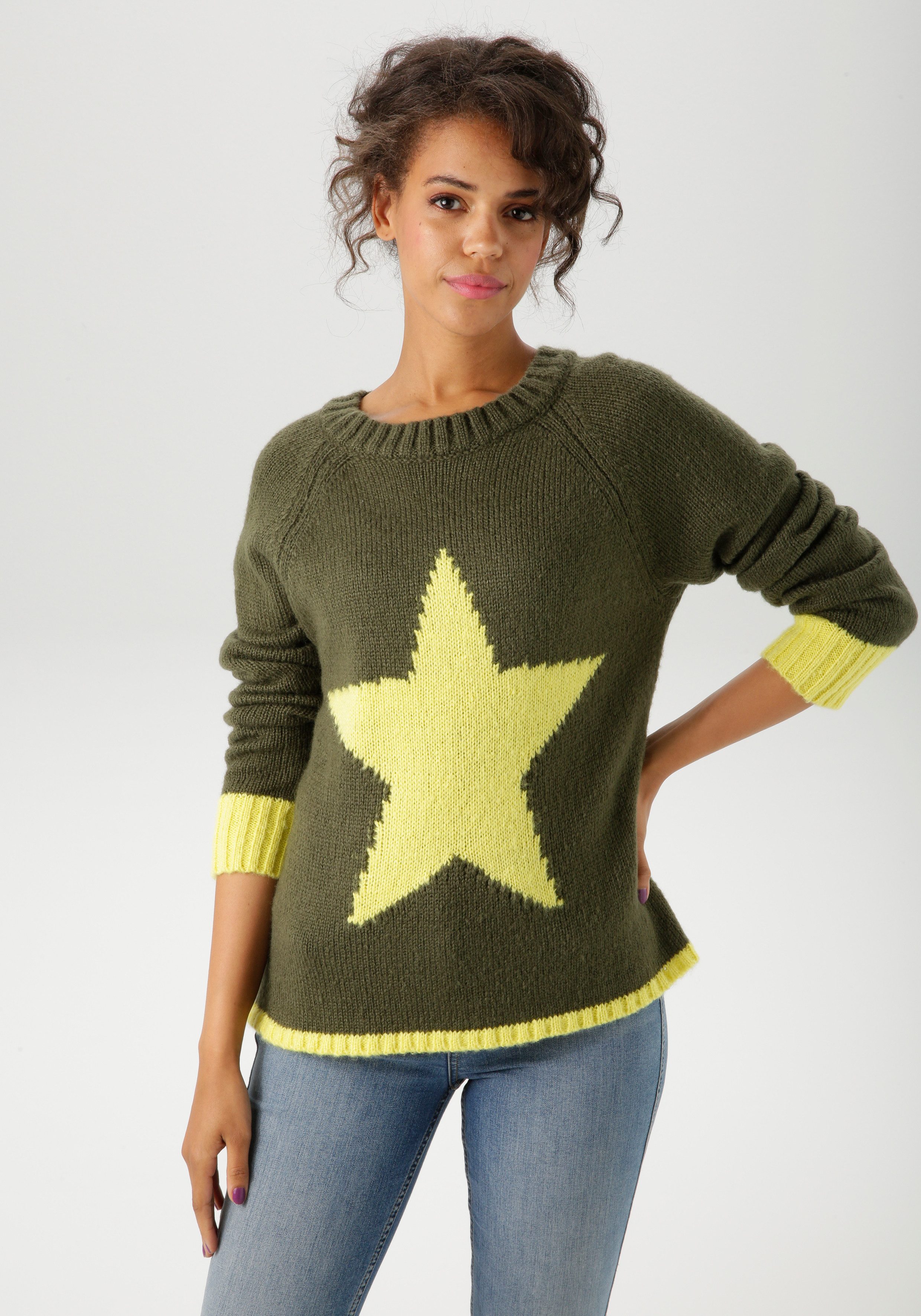 Aniston CASUAL Strickpullover mit großem Stern im Vorderteil günstig online kaufen