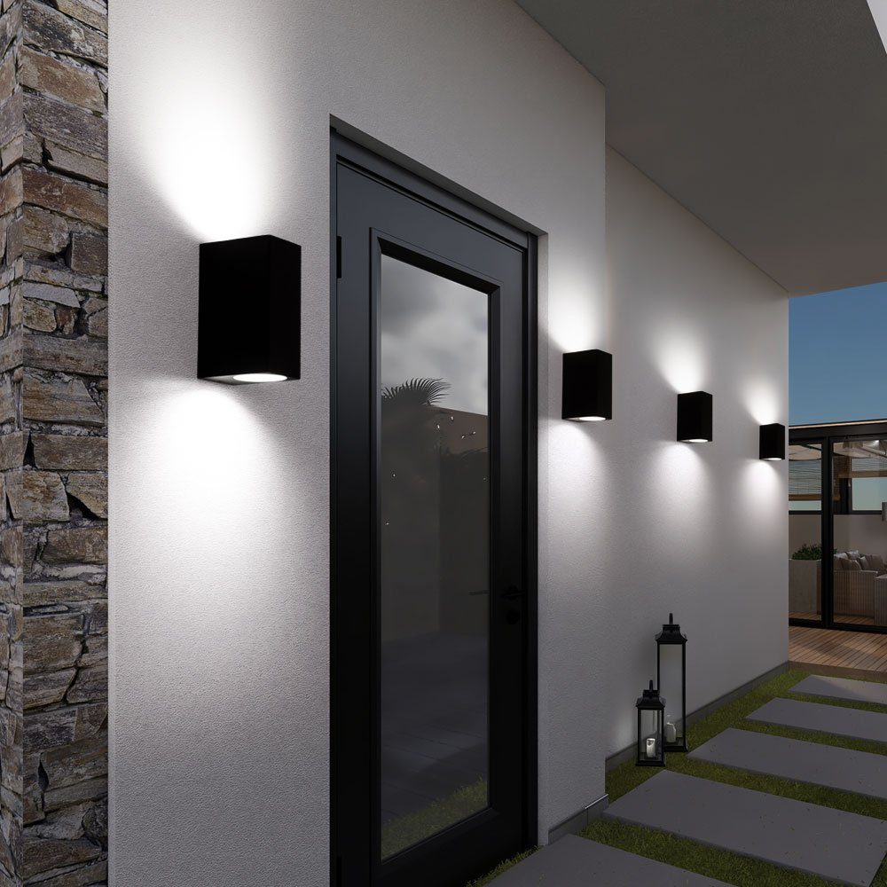 etc-shop GU10 Terrasse Up nicht Aussen and schwarz Wand Außen-Wandleuchte, Leuchtmittel inklusive, Außenleuchte Leuchten Down