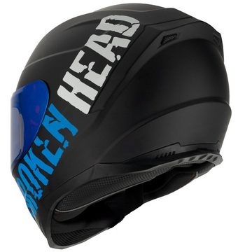 Broken Head Motorradhelm Broken Head BeProud Sport Blau (Mit Blauem Visier), Hochwertiges Design