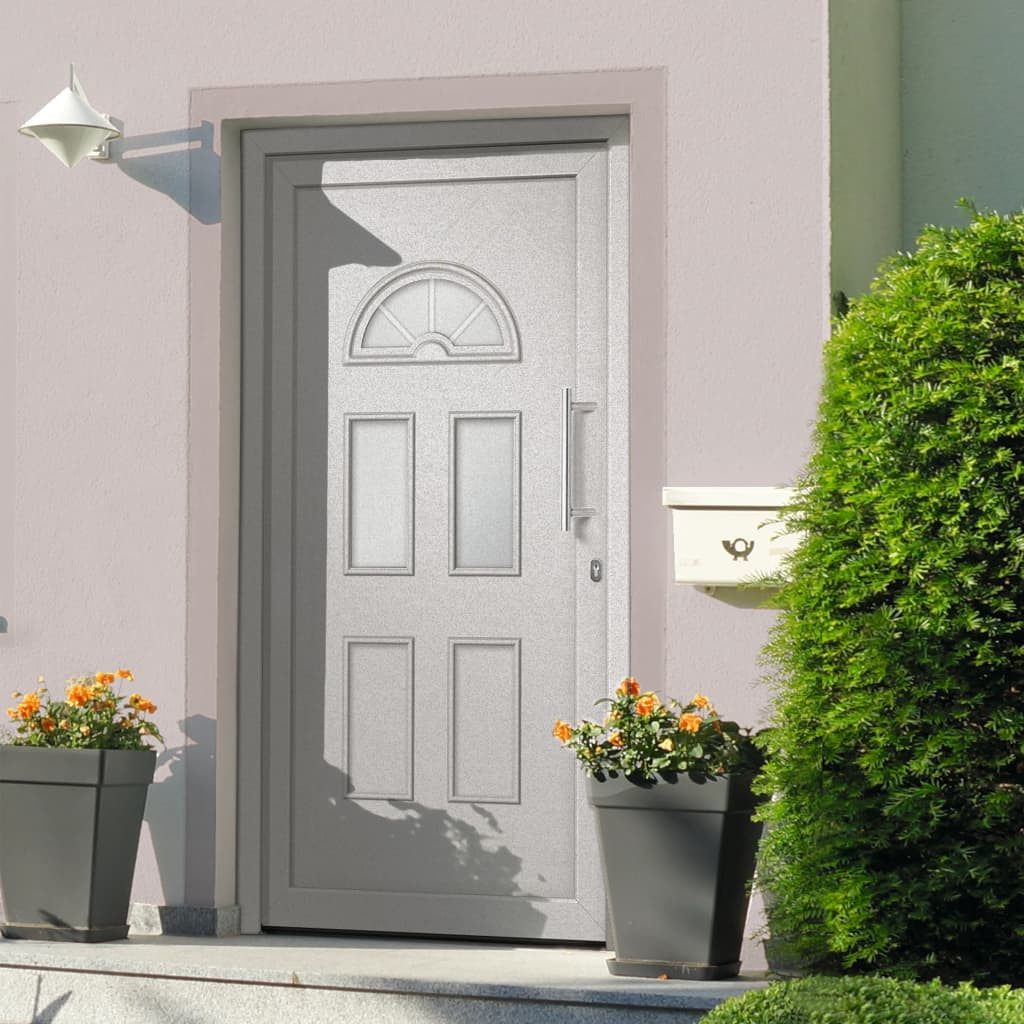 vidaXL Haustür 98 x 208 cm Haustür Weiß 98x208 cm Eingangstür Außentür Glas-Element R