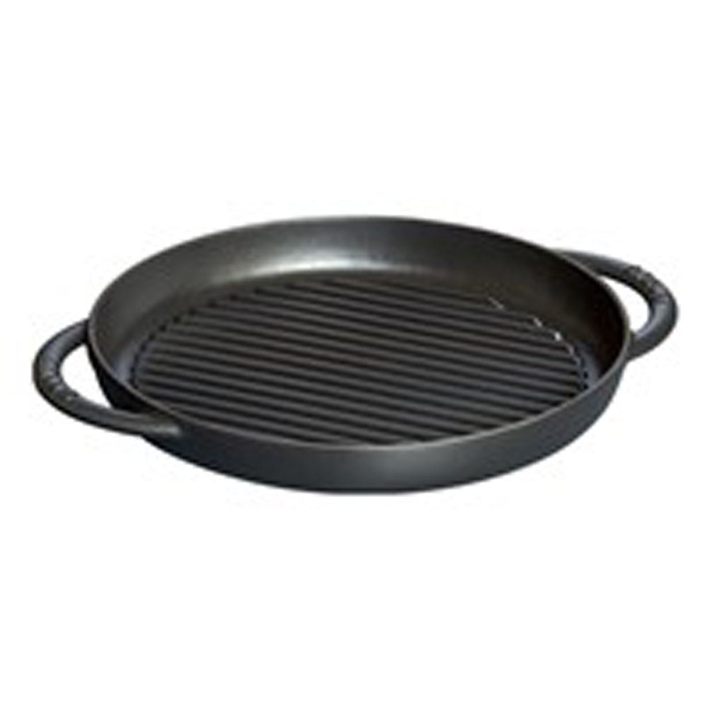 Grillpfanne Staub Grill Pans Pure Grill, 30 cm rund Gusseisen Schwarz