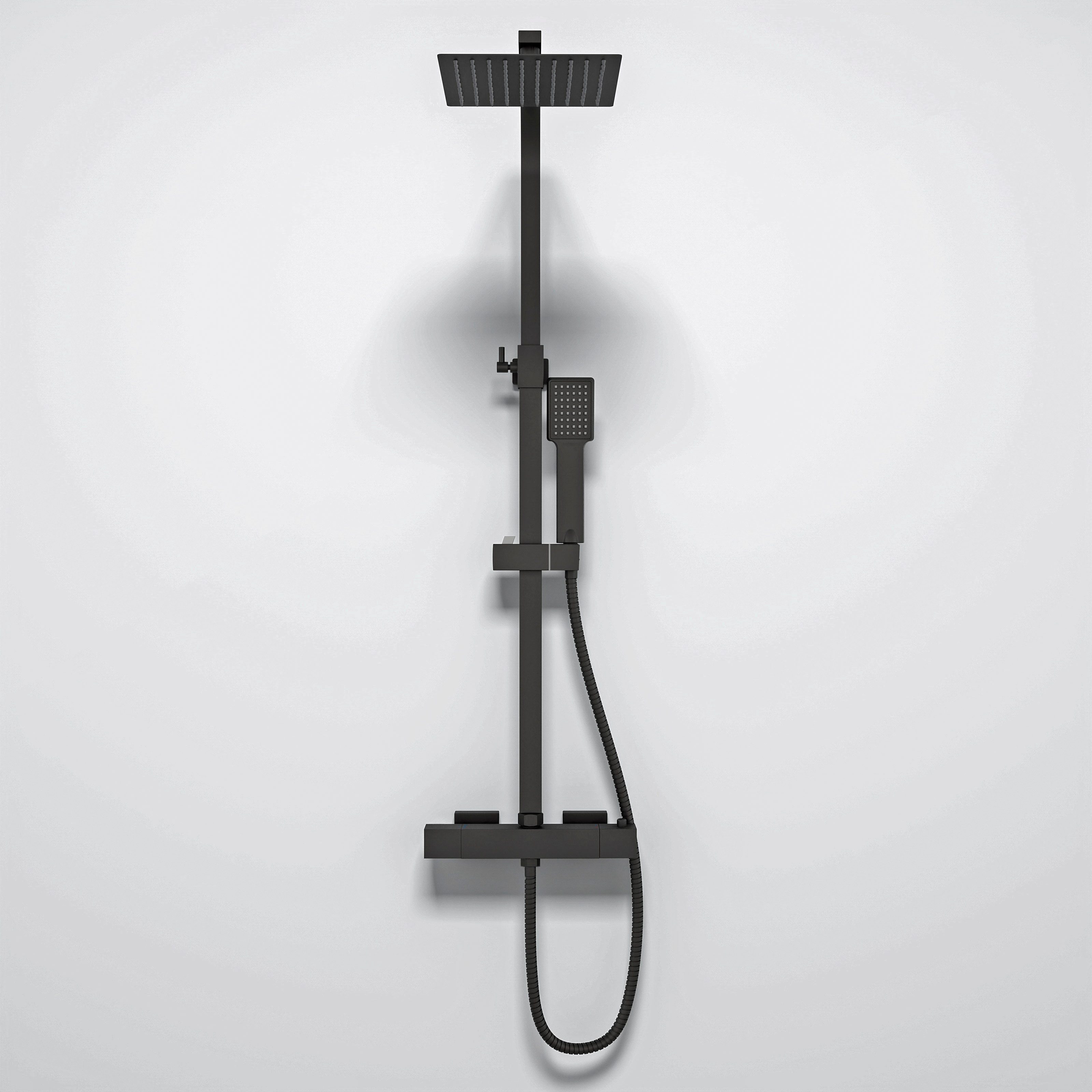 Duschparadies Duschsystem DUSCHPARADIES Thermostat-Duschsystem Edelstahl Quadrat-Design, Set, Brauseschlauch mit Verdrehschutz