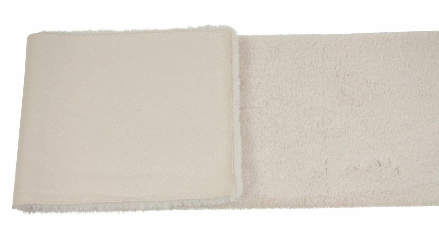 Home-trends24.de Tischläufer Fell Kunstfell Tischdecke Weihnachtsdeko Tischband Mittelband Creme