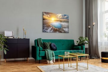 Sinus Art Leinwandbild 120x80cm Wandbild auf Leinwand Island Geothermal Quelle Sonnenuntergan, (1 St)