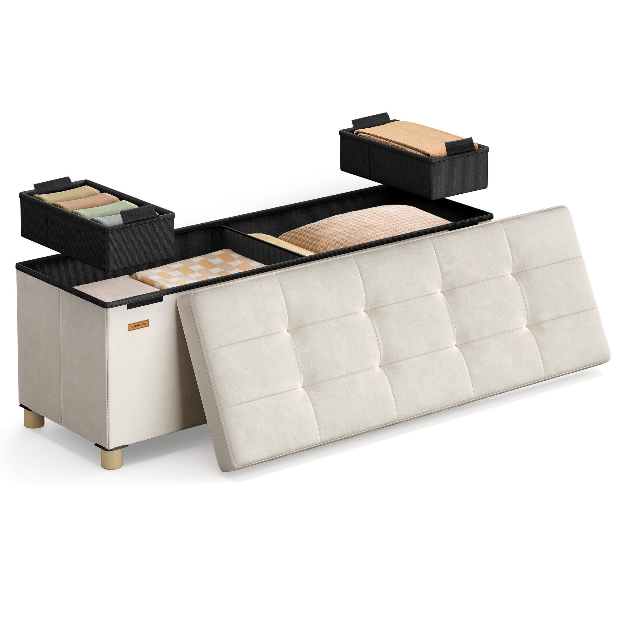 SONGMICS Sitzbank, Sitzbank, Aufbewahrungsbox faltbar, 38 x 110 x 40 cm, Ho günstig online kaufen