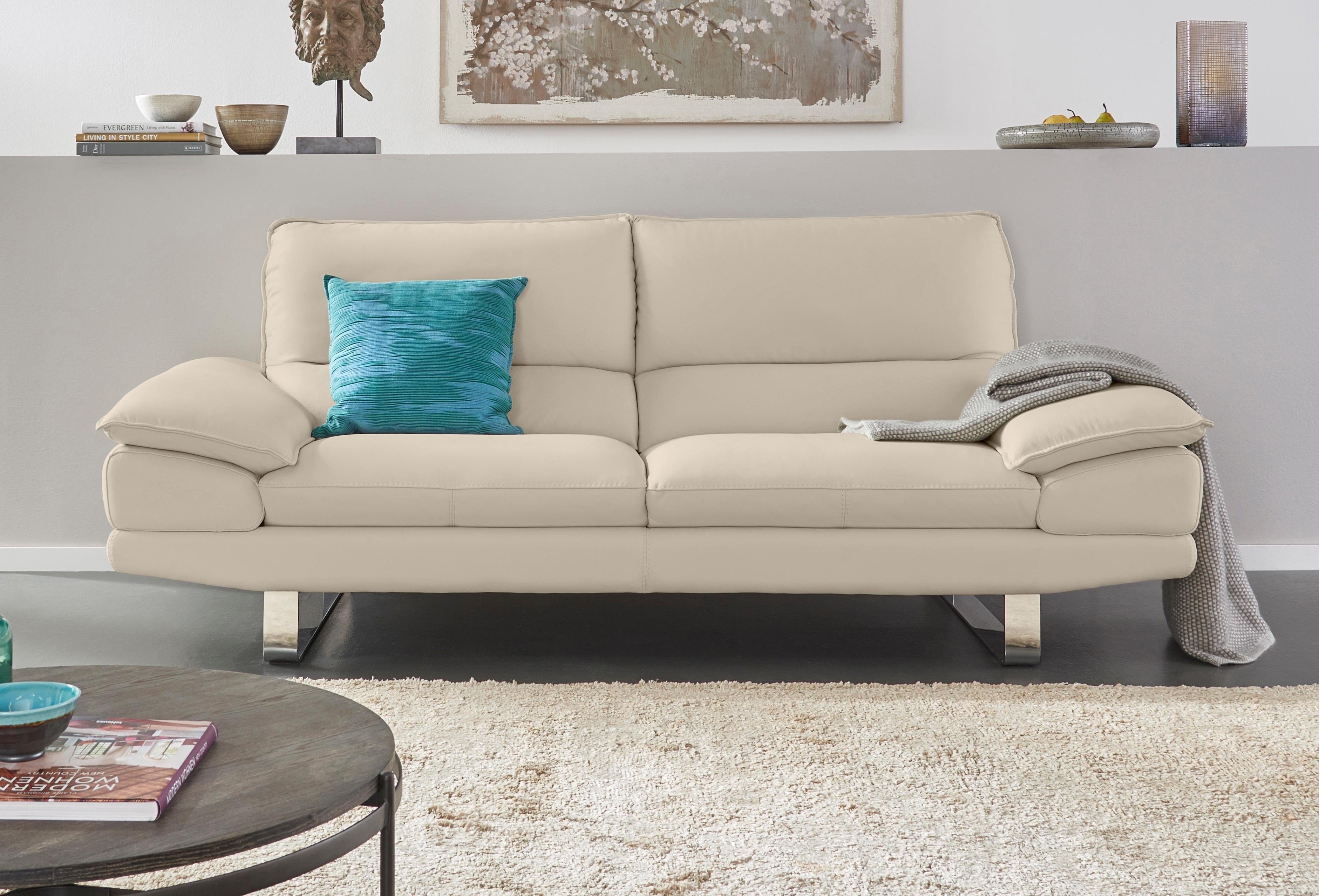 CALIA ITALIA 3-Sitzer Dave, Sitzkomfort der Extraklasse, tolle Details, Designsofa auf Kufenfuß, in zwei Lederqualitäten
