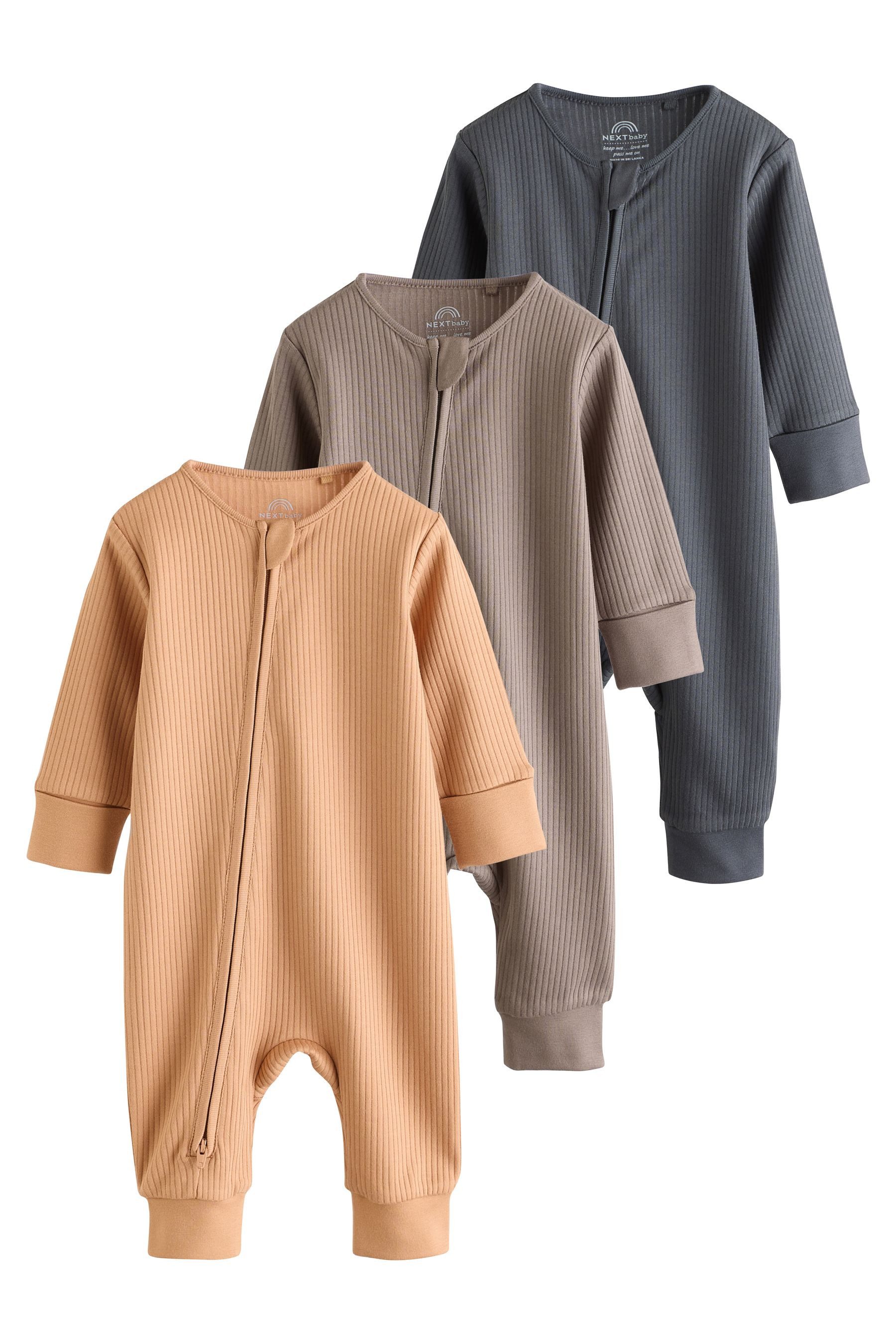 Next Schlafoverall Fußlose Baby-Schlafanzüge mit 2-Wege-RV, 3er-Pack (3-tlg)