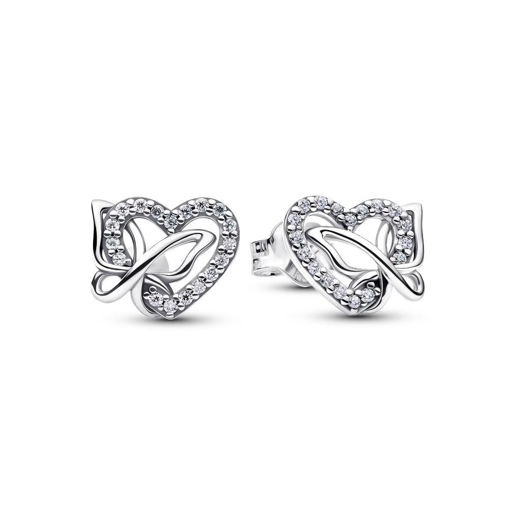 Pandora Paar Ohrstecker Moments Ohrringe für Damen Herz Schmetterling, Silber von PANDORA