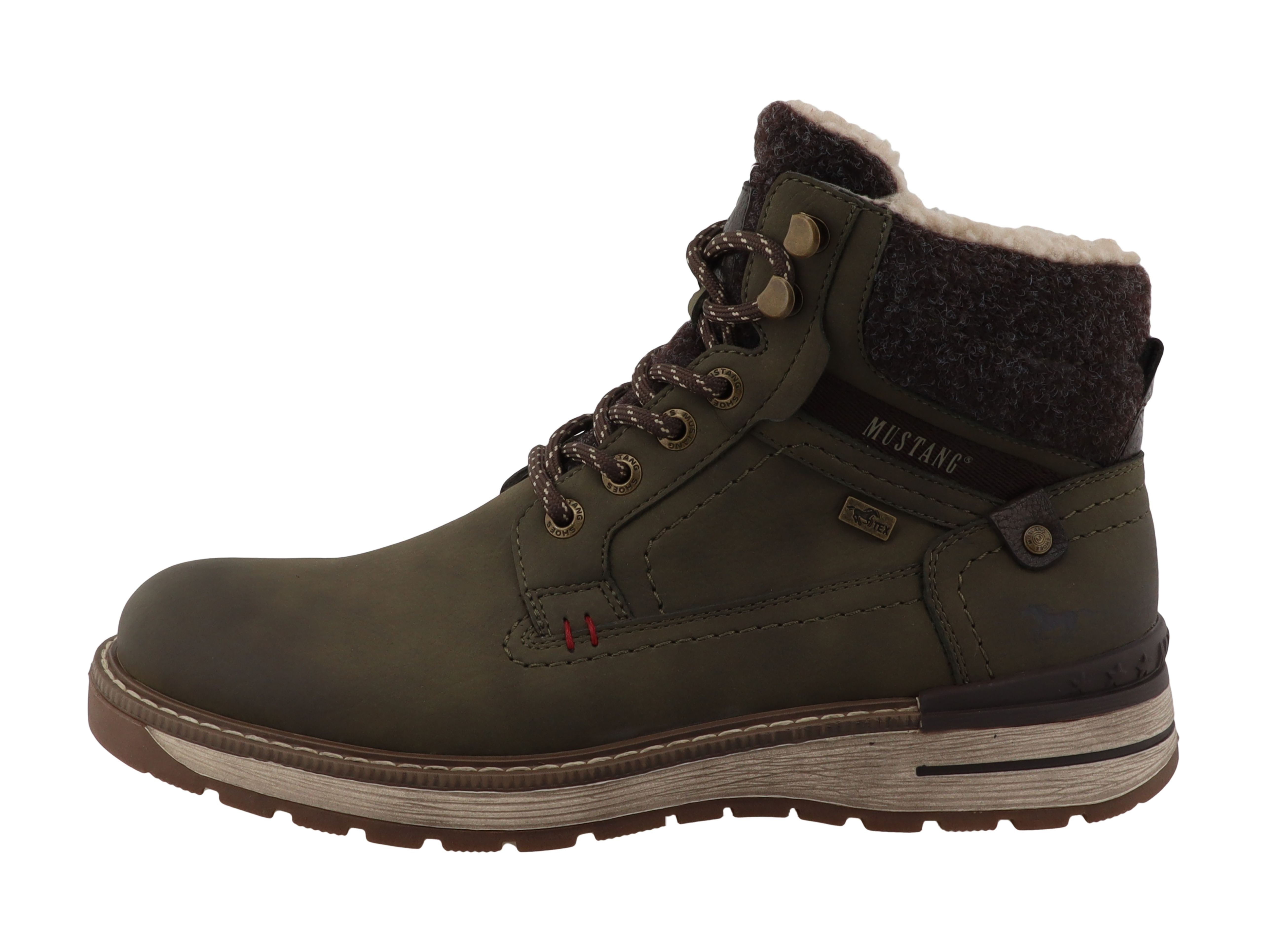 Mustang Shoes Stiefelette Winterboots Schnürboots mit Ziernähten und Kontrast-Rahmennaht