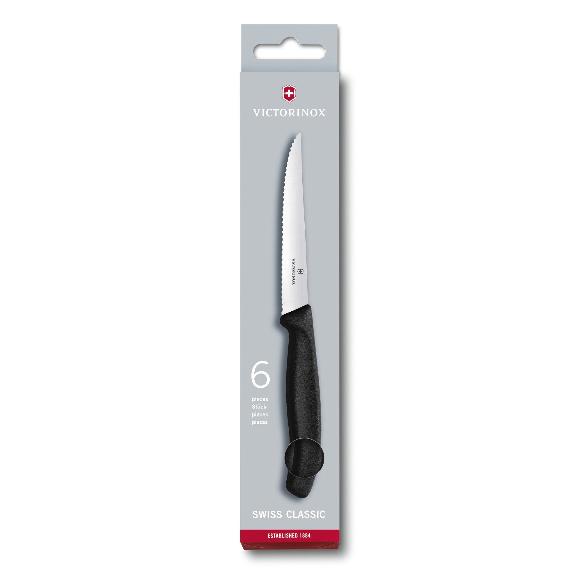 Victorinox Swiss 6-teilig Classic Messer-Set schwarz Steakmesser-Set,