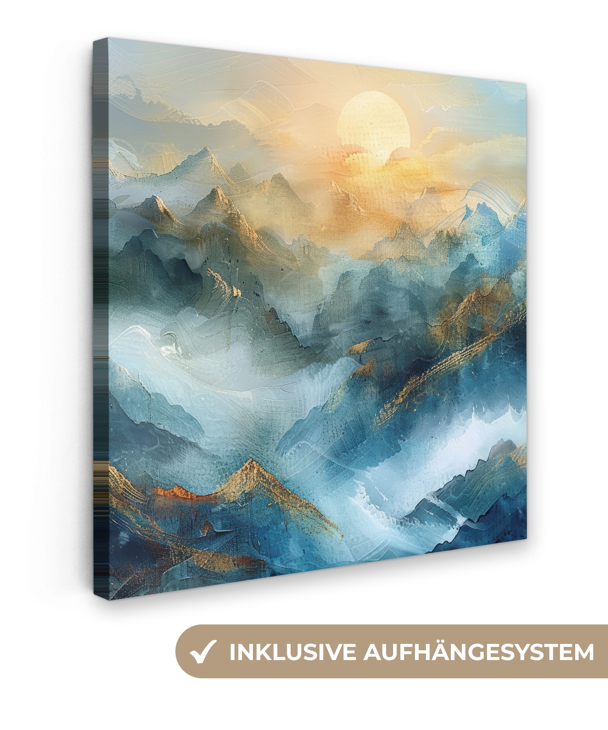 OneMillionCanvasses® Leinwandbild Abstrakt - Landschaft - Berge - Blau - Mo günstig online kaufen