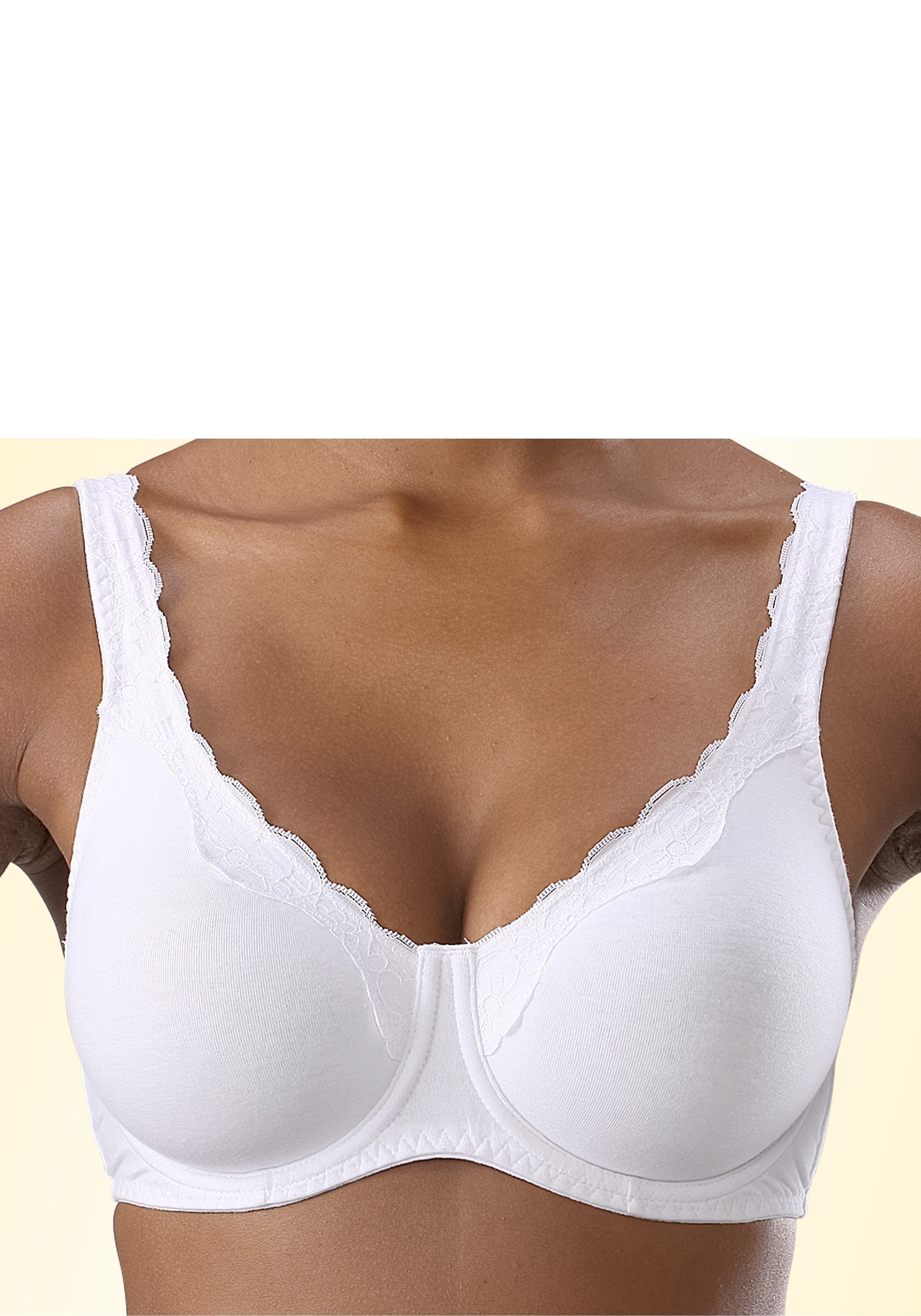 petite fleur Bügel-BH (Packung, 2 Stück) aus Baumwolle mit Spitzenkante und breiteren Trägern