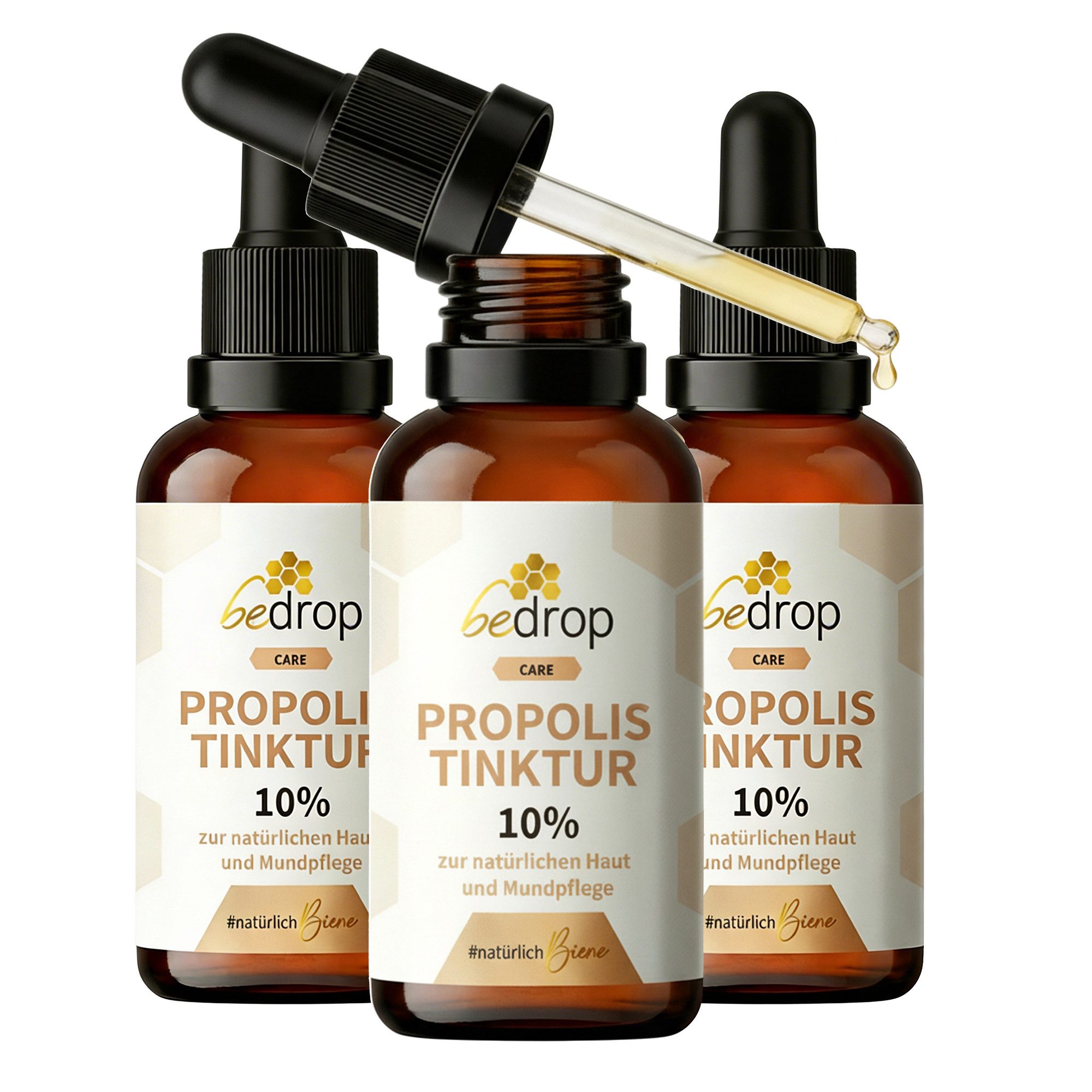 bedrop Propolis Tinktur mit Pipette (alkoholfrei & wasserlöslich) - 30ml Tropfen, 90 ml