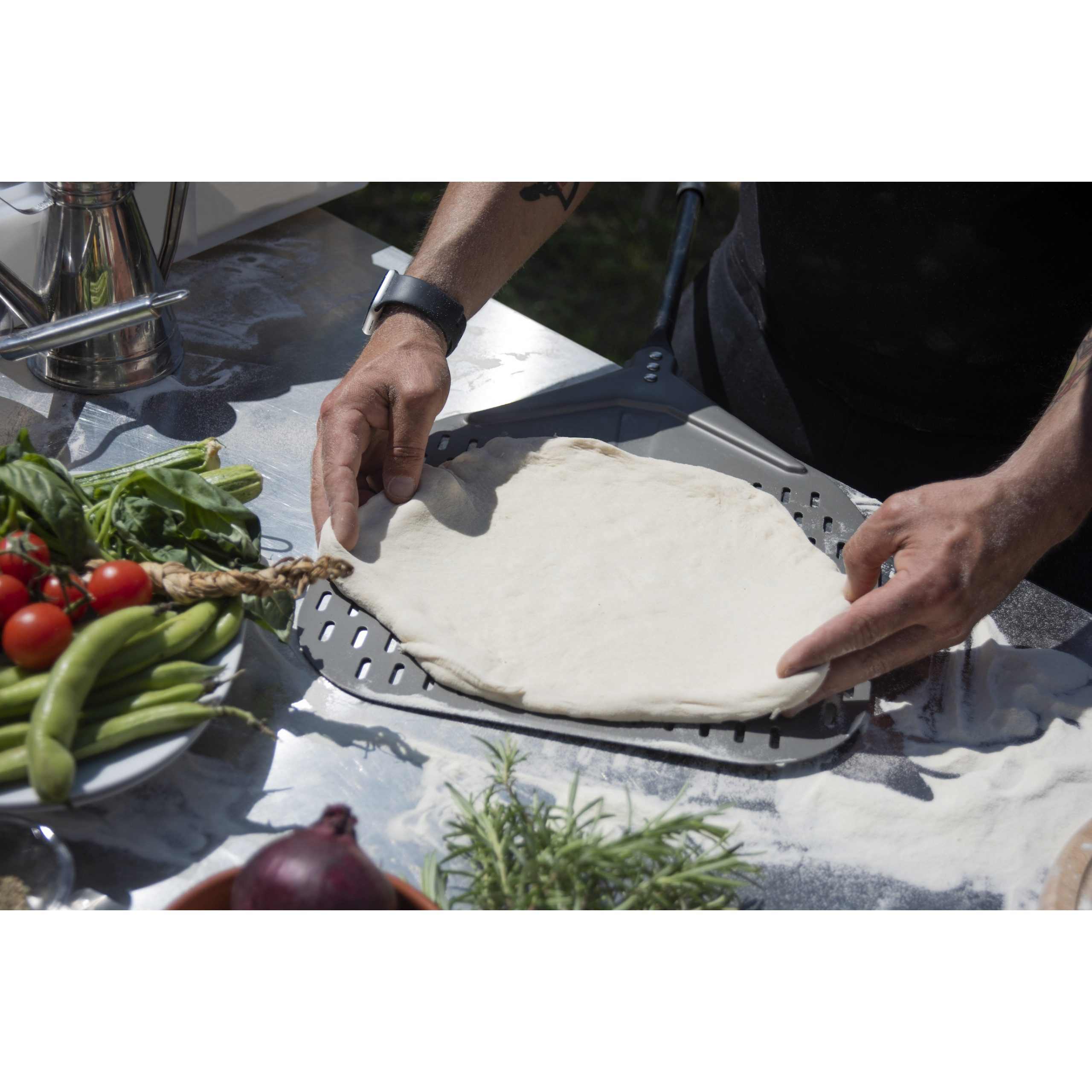 Alfa Forni Pizzaofen Alfa Forni Pizza Schaufel Gross 35 cm / 145 cm perforiert aus