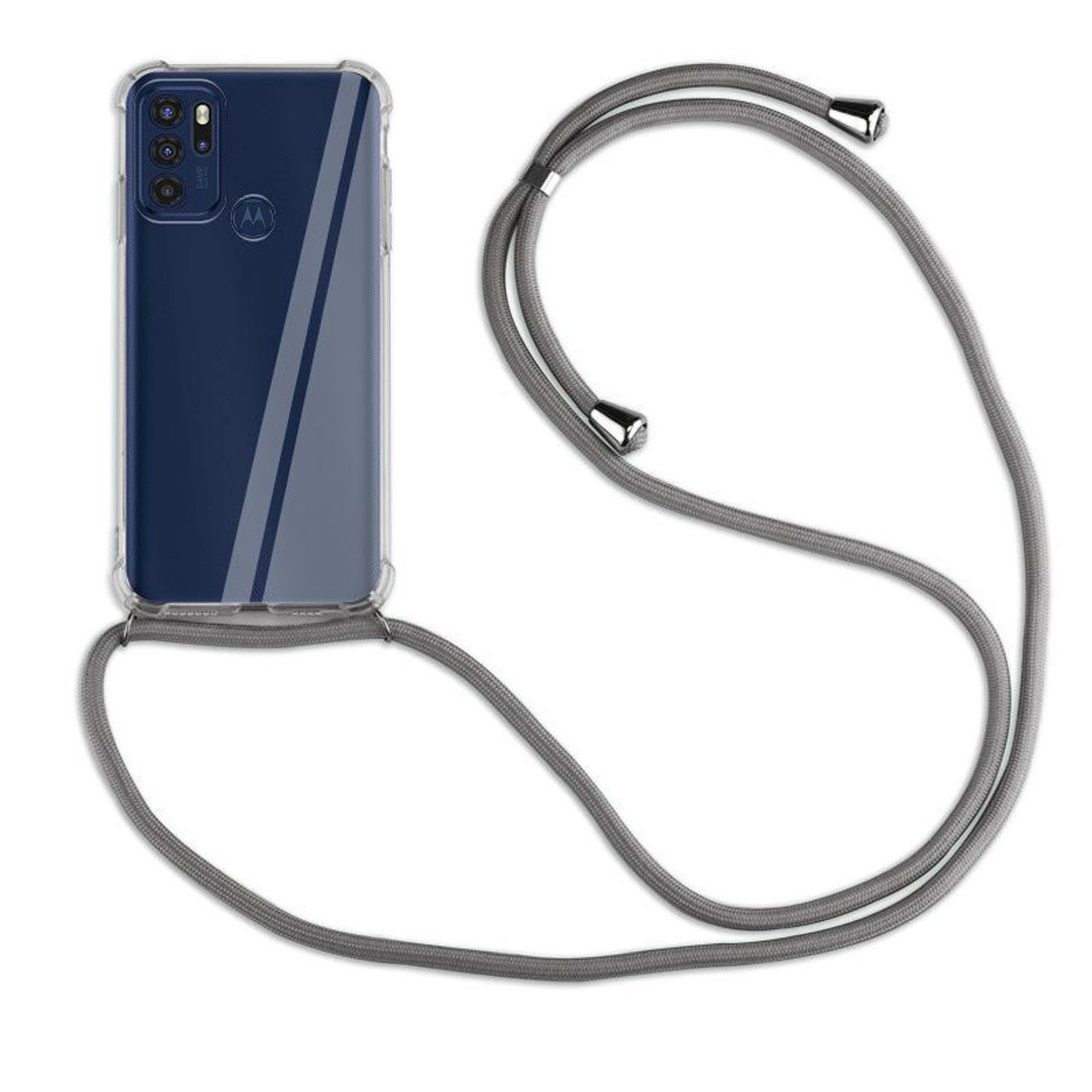 betterfon Handykette für Motorola Moto G60S Handyhülle mit Band & Kordel Bumper Grau, Hände frei – mit Silikonhülle & Schnur für flexiblen Alltag
