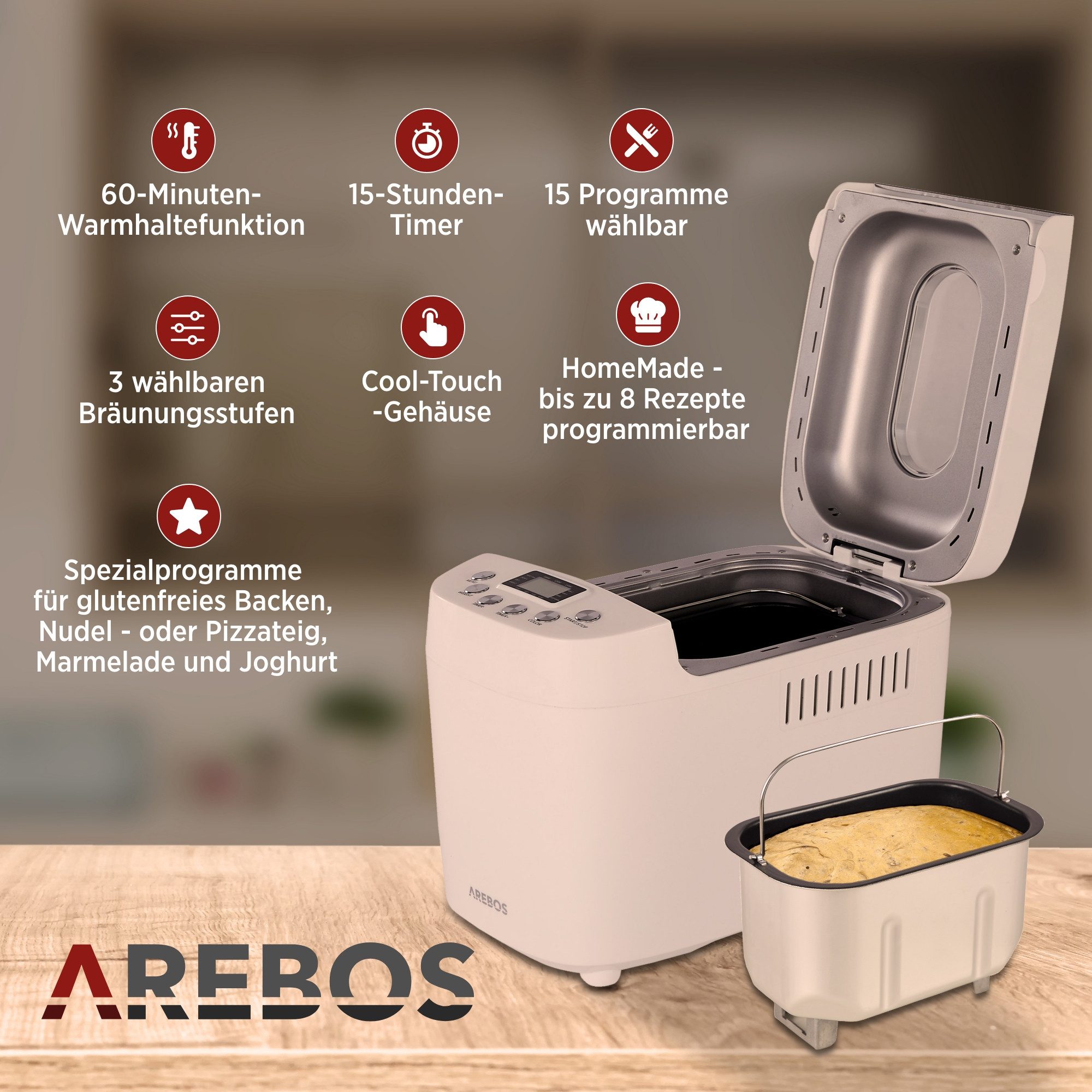 Arebos Brotbackautomat 1500g - Bild 3