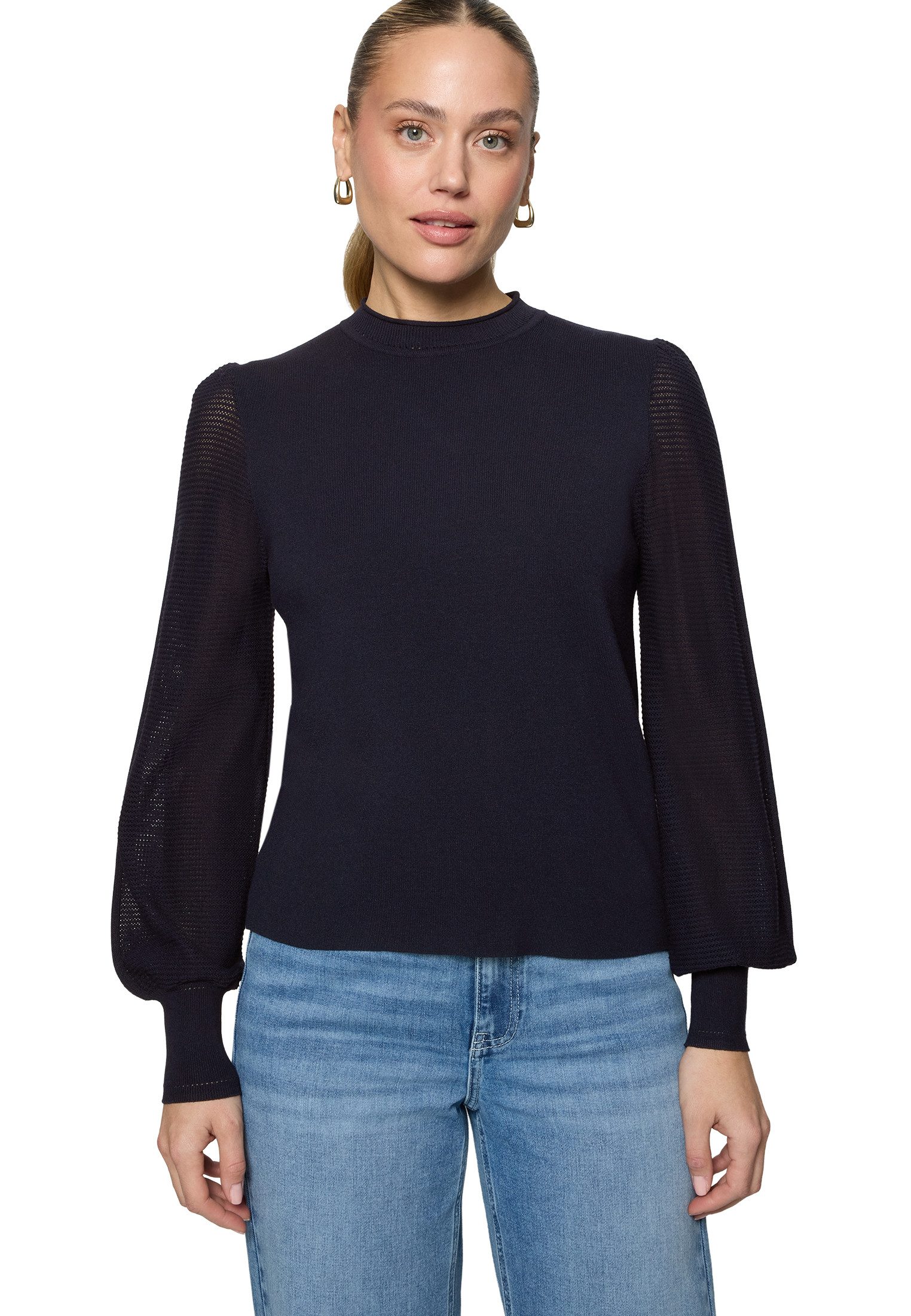 Zero Strickpullover Damen mit hohem Kragen (1-tlg) Plain/ohne Details