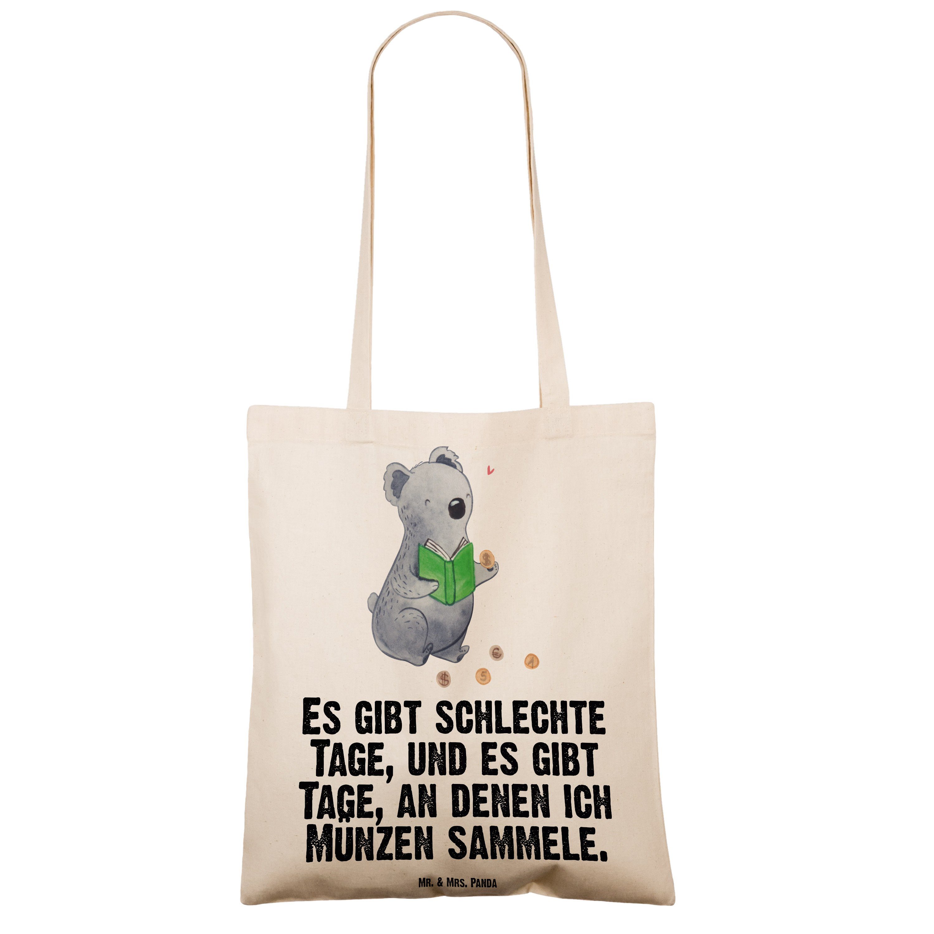 G Münzen Koala - Tage Mrs. Transparent Einkaufstasche, Panda sammeln - & Geschenk, (1-tlg) Mr. Tragetasche