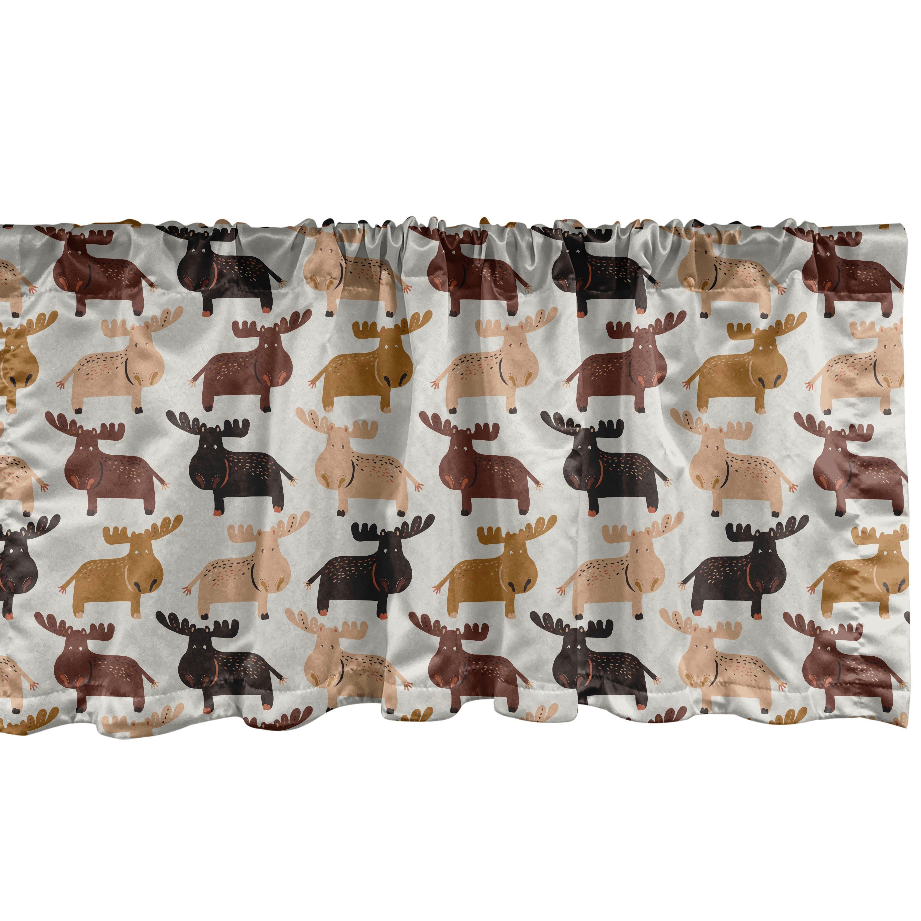 Scheibengardine Vorhang Volant für Küche Schlafzimmer Dekor mit Stangentasche, Abakuhaus, Microfaser, Elch Nordamerikanische Tier Erdige