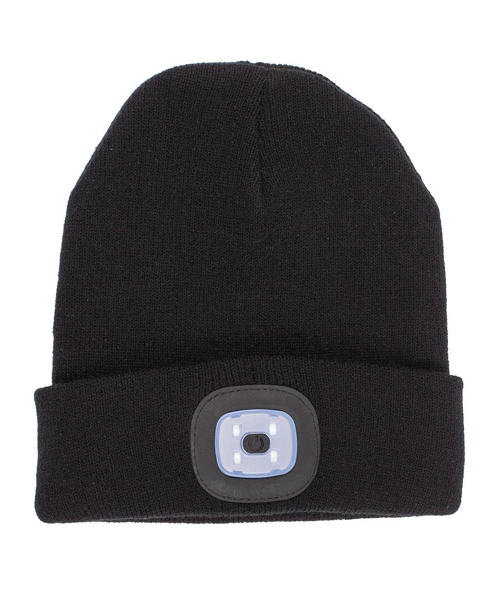 Strickmütze Schwarze Mütze mit LED inkl. Batterien günstig online kaufen