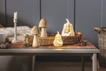 Home-trends24.de LED Dekofigur LED-Kürbis LED Dekofigur Pumpkin 2er Set Weiß Porzellan Halloween, LED fest integriert