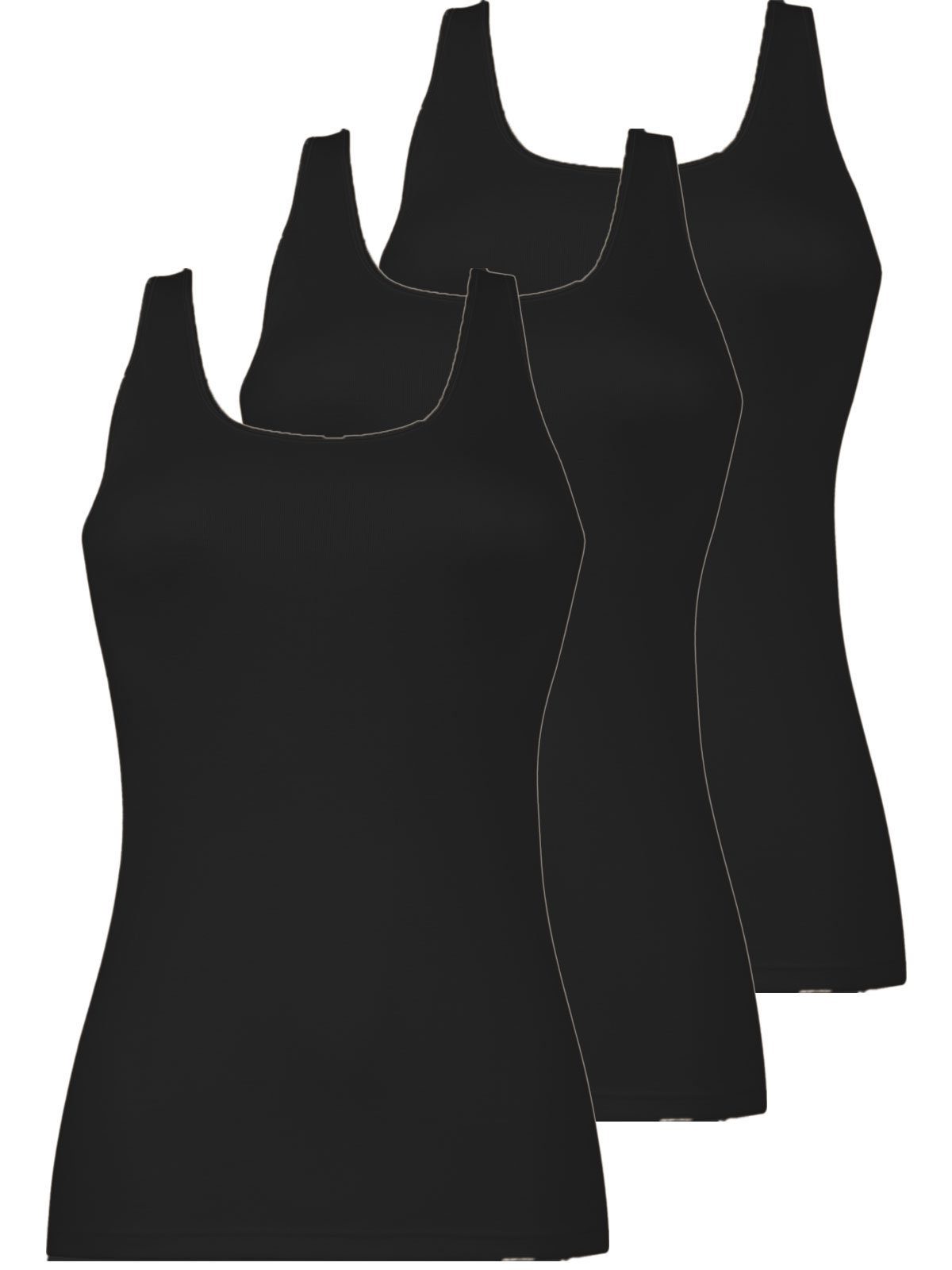 Nina Von C. Achselhemd 3er Pack Damen Achselhemd Daily (Packung, 3-St) - schwarz