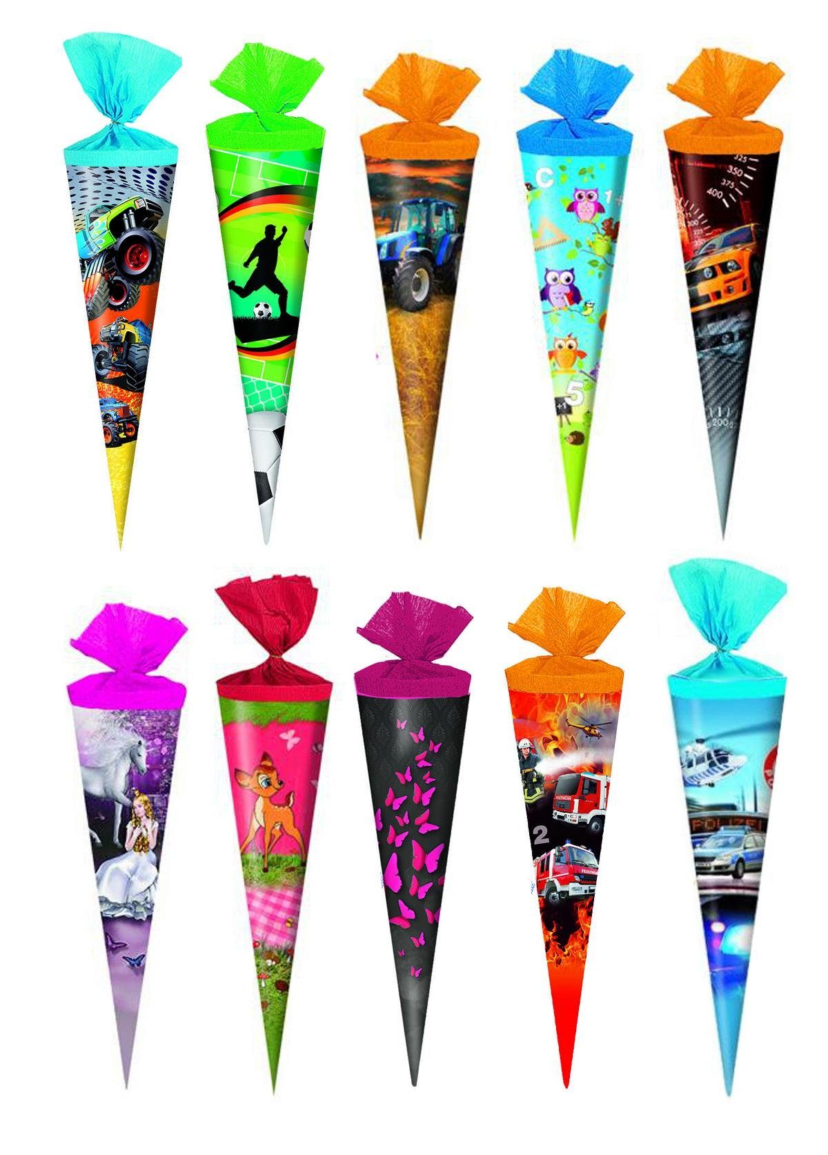 Livepac Office Schultüte 10x Schultüte / Zuckertüte / 35cm / 10 verschiedene Motive