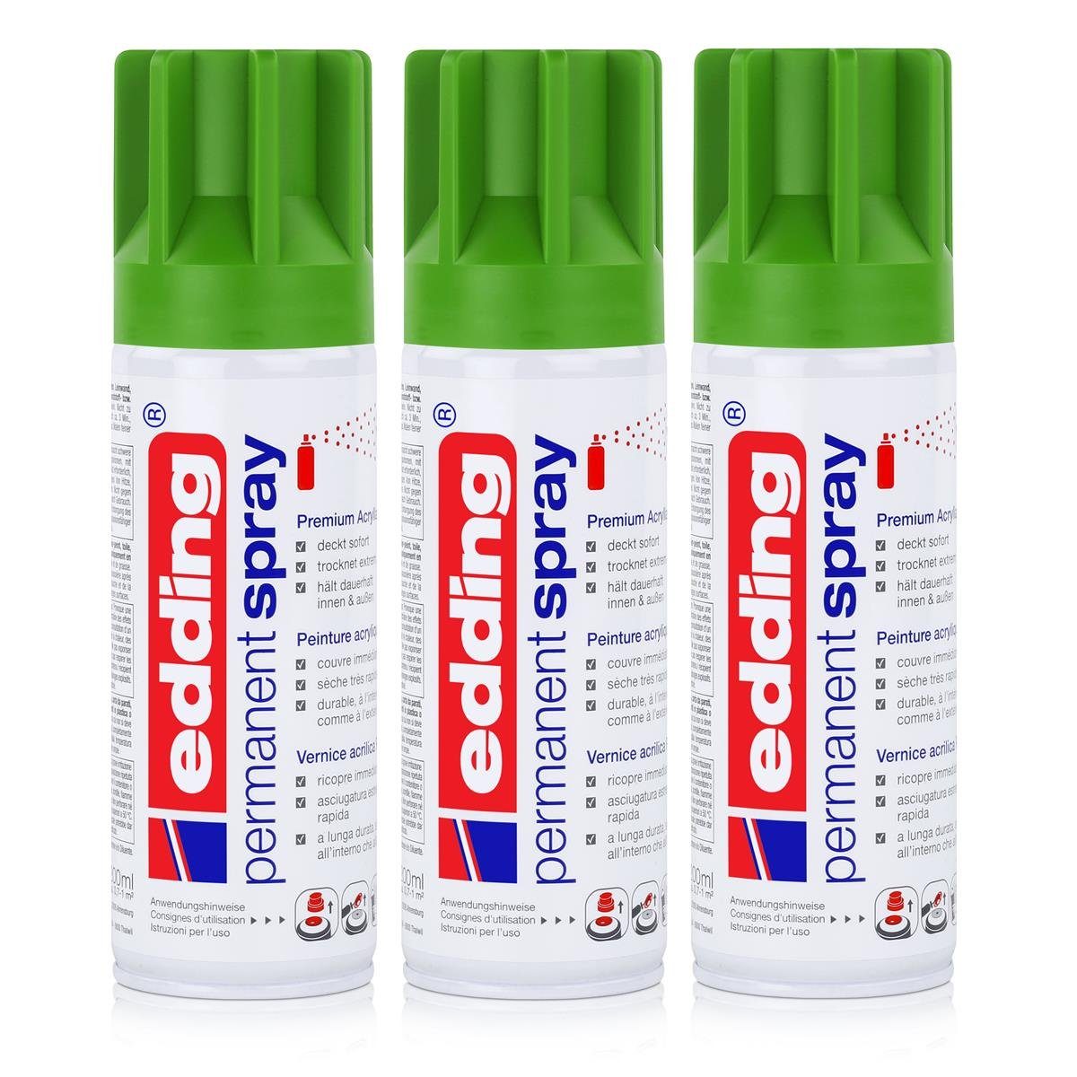 edding Sprühfarbe edding Permanent Spray gelbgrün 200 ml Premium Acryllack, RAL 6018 (3e