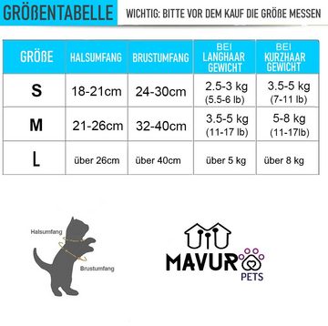 MAVURA Geschirr TEMUX Katzengeschirr Welpengeschirr Katzengarnitur Brustgeschirr, Katzenweste verstellbar große kleine Katze ausbruchsicher Geschirr