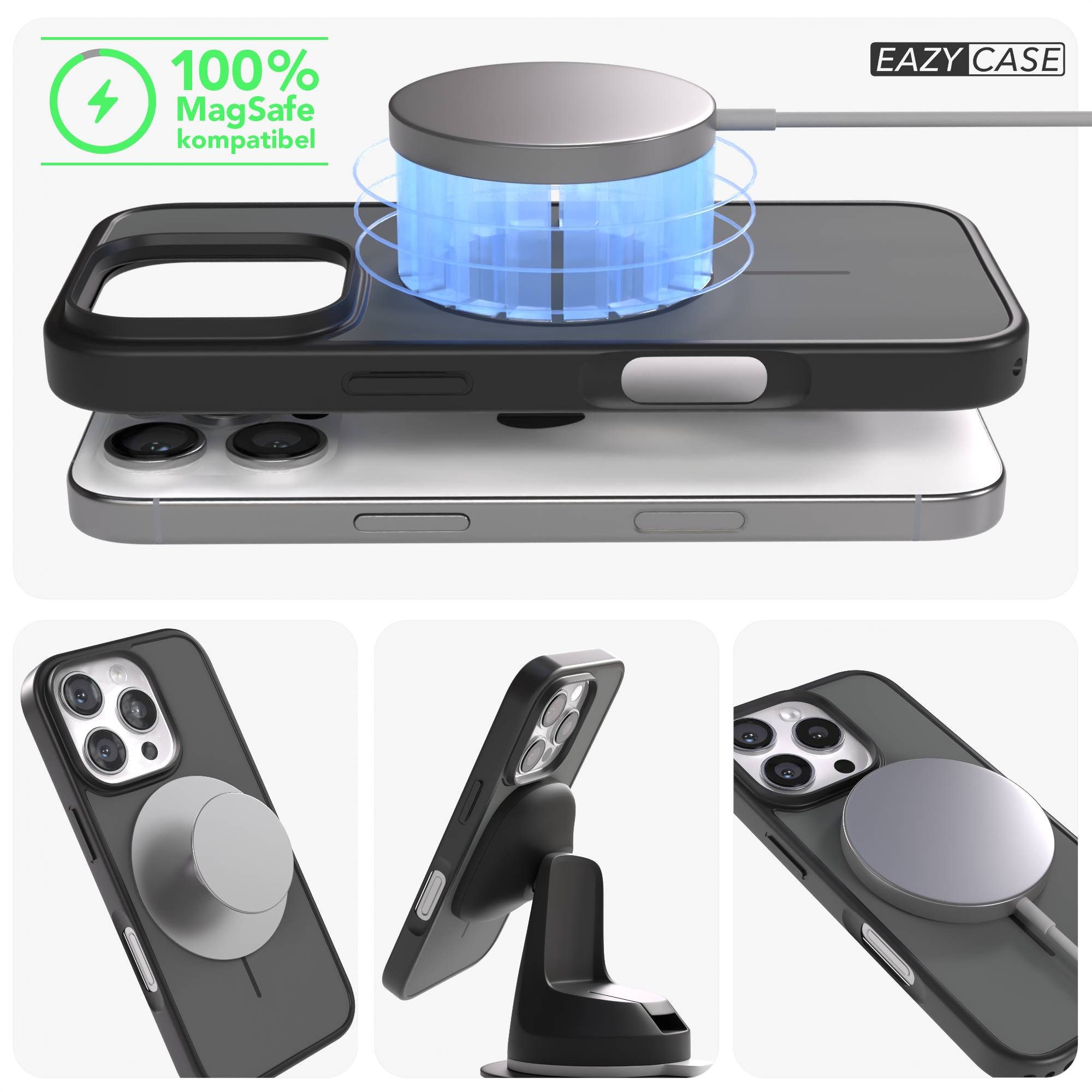 EAZY CASE Handyhülle Slim Outdoor MagSafe Case für Apple iPhone 16 Pro 6,3 Zoll, Dünne Outdoor Hülle mit MagSafe & starkem Schutz in Schwarz