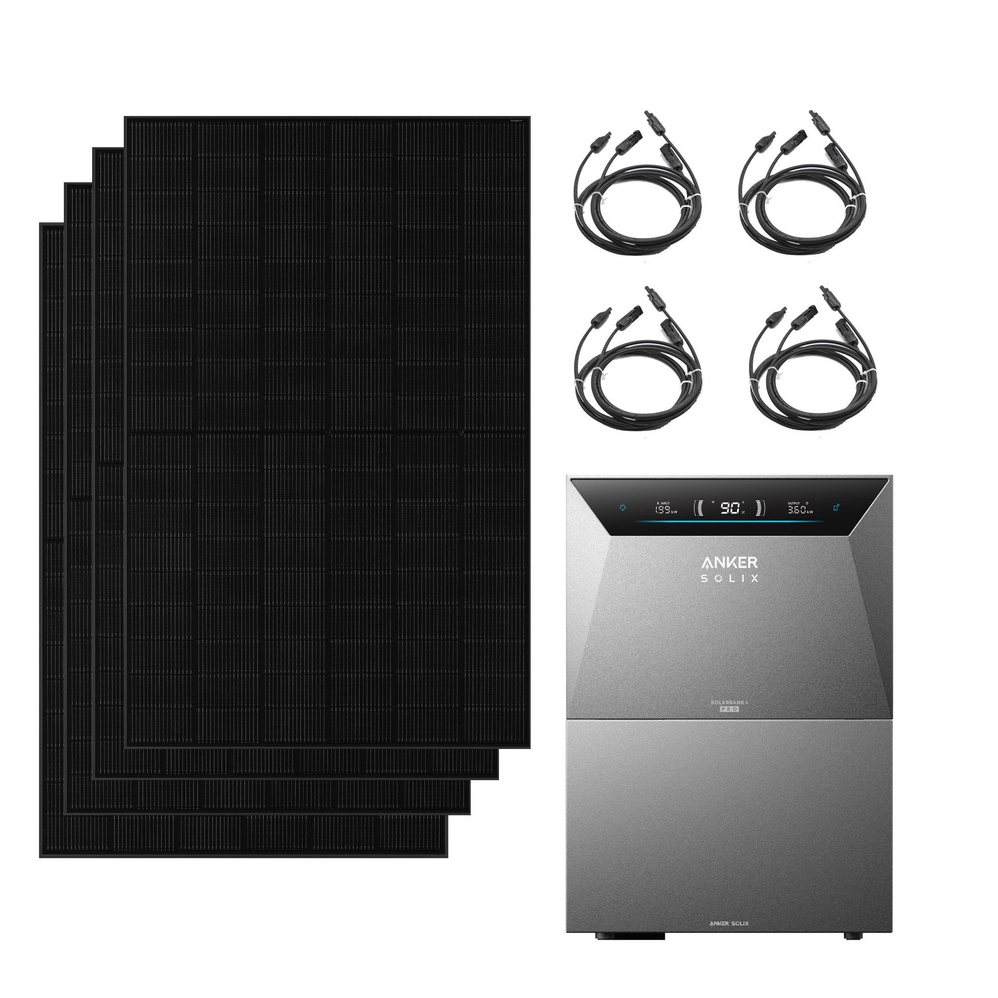 Anker Balkonkraftwerk Anker Solix 2000W PV Komplettset mit Solarbank 4 E5000 Pro, 2500 W, (Set, Erweiterbar auf bis zu 30 kWh, Ohne/Mit BP5000 Erweiterungsakku), IP66, Plug und Play