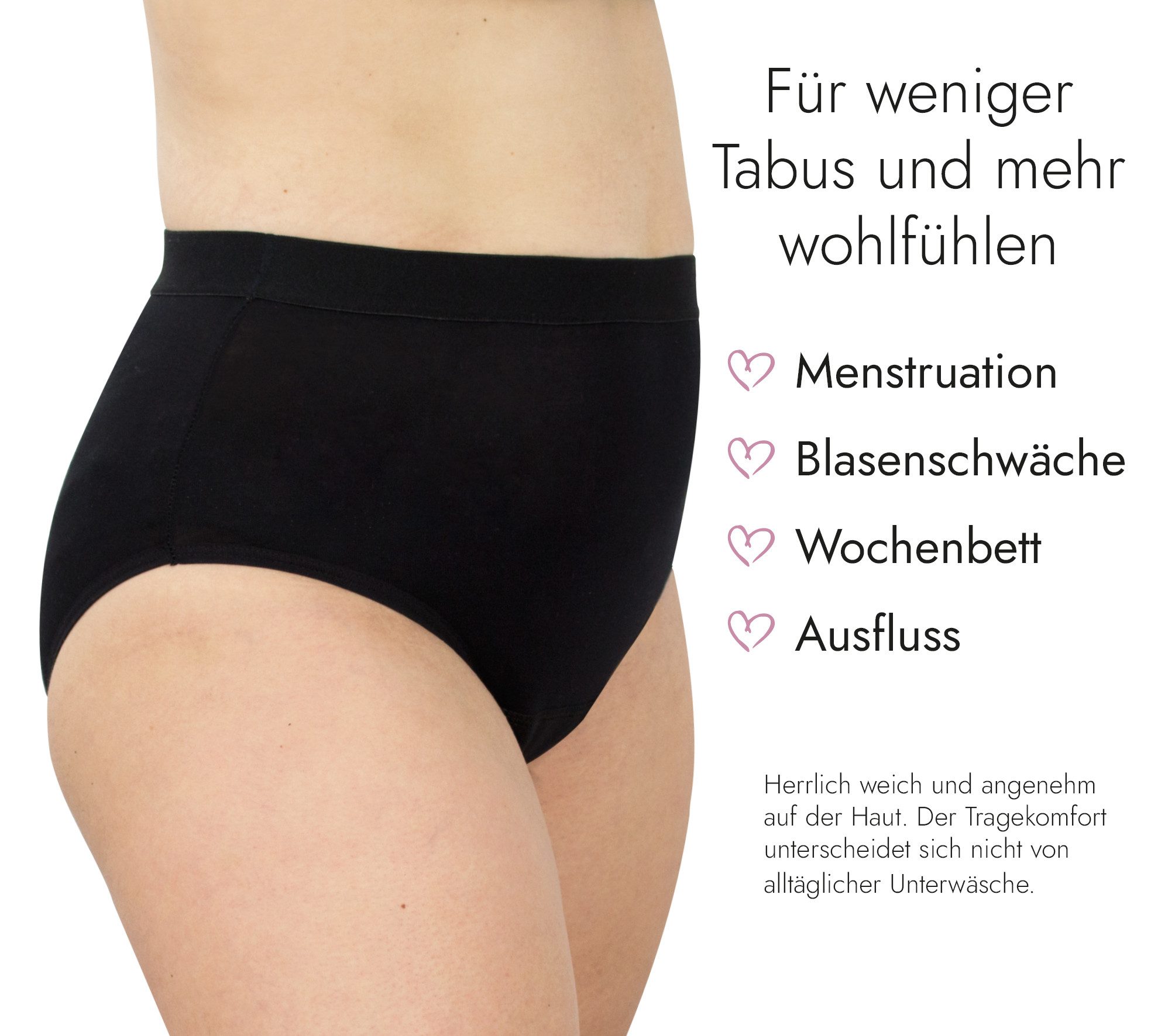 Hydas Inkontinenzslip mit integrierter dünner, 5-Lagen-Technologie Saugeinlage, High-Waist Schutz bei Blasenschwäche, während der Periode oder im Wochenbett