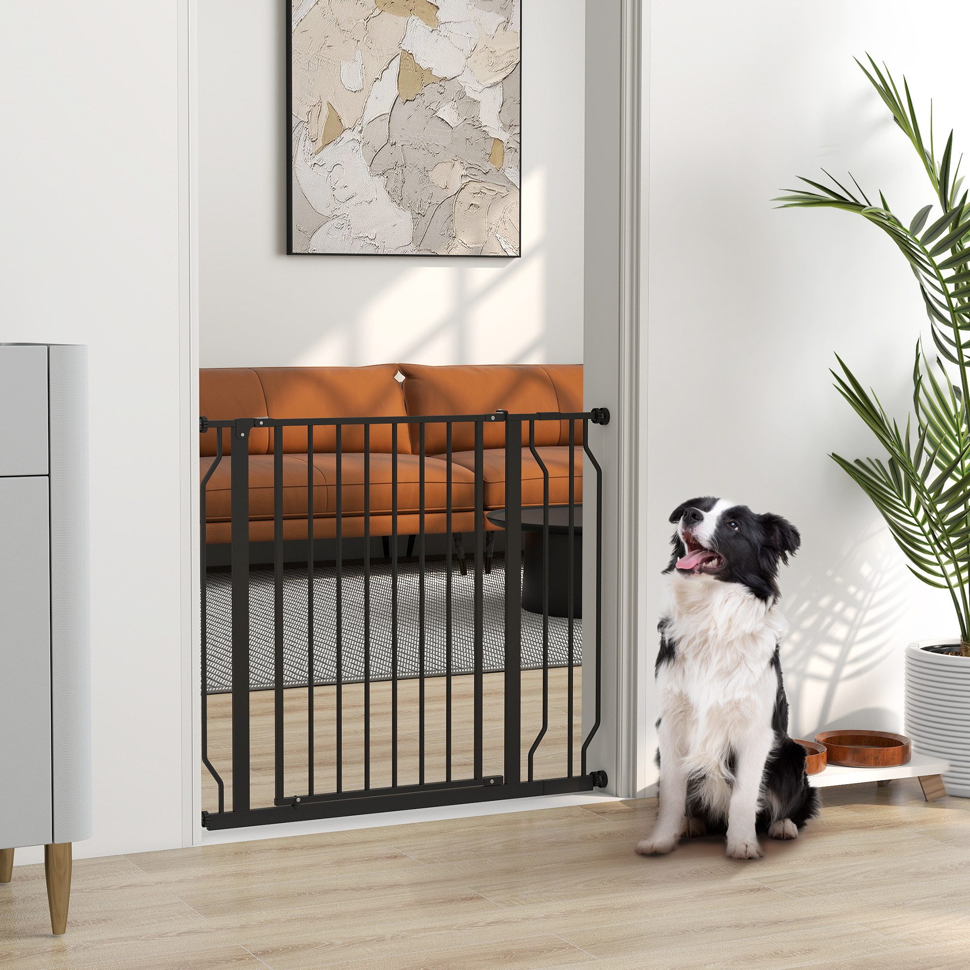 PawHut Hundegitter Treppenschutzgitter mit 10 cm Verlängerung Türgitter ohne Bohren (Absperrgitter, 1 St., Türschutzgitter), für Tür, Treeppe, Schwarz